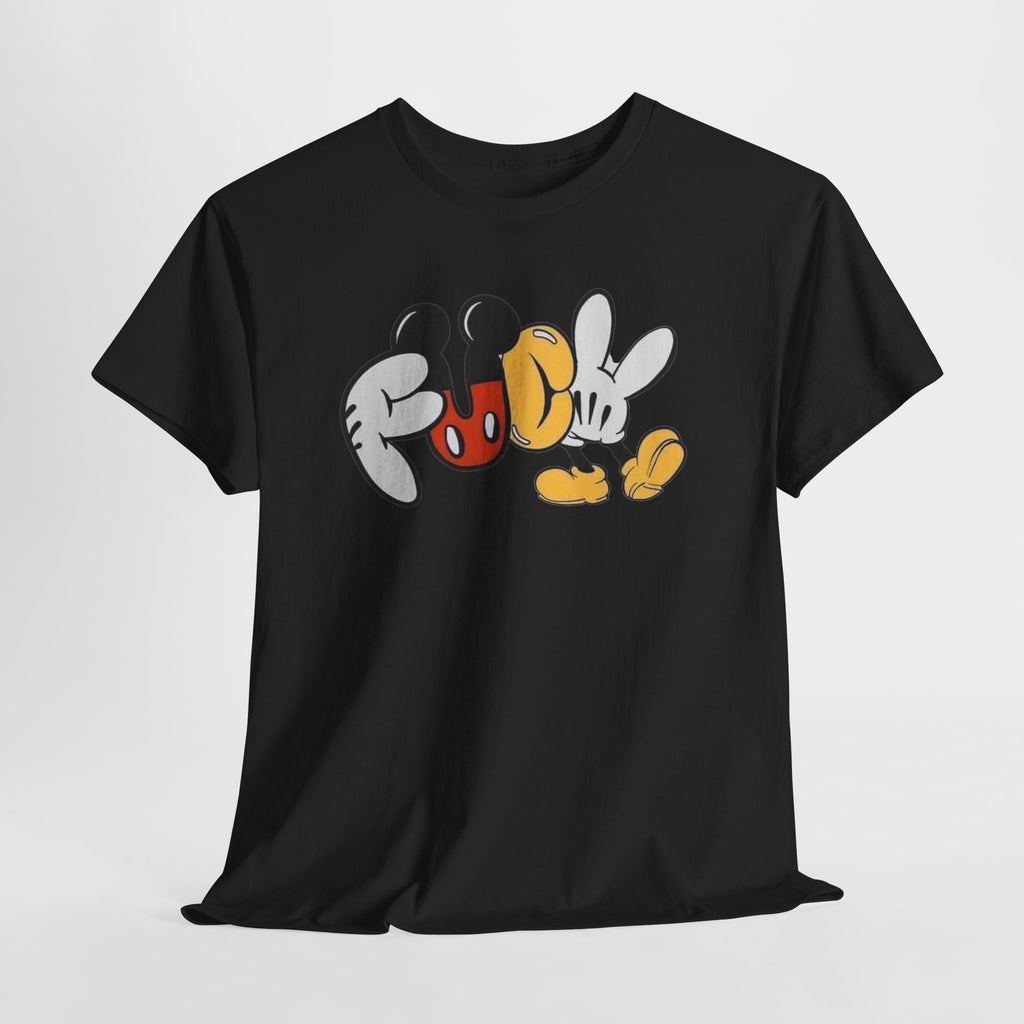 F**K Disney Graphic Tee — Playful Cartoon Hands & Shoes Design