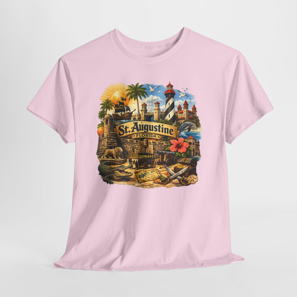 St. Augustine Florida Vintage Travel Tee — Retro Beach & Lighthouse Souvenir T-Shirt