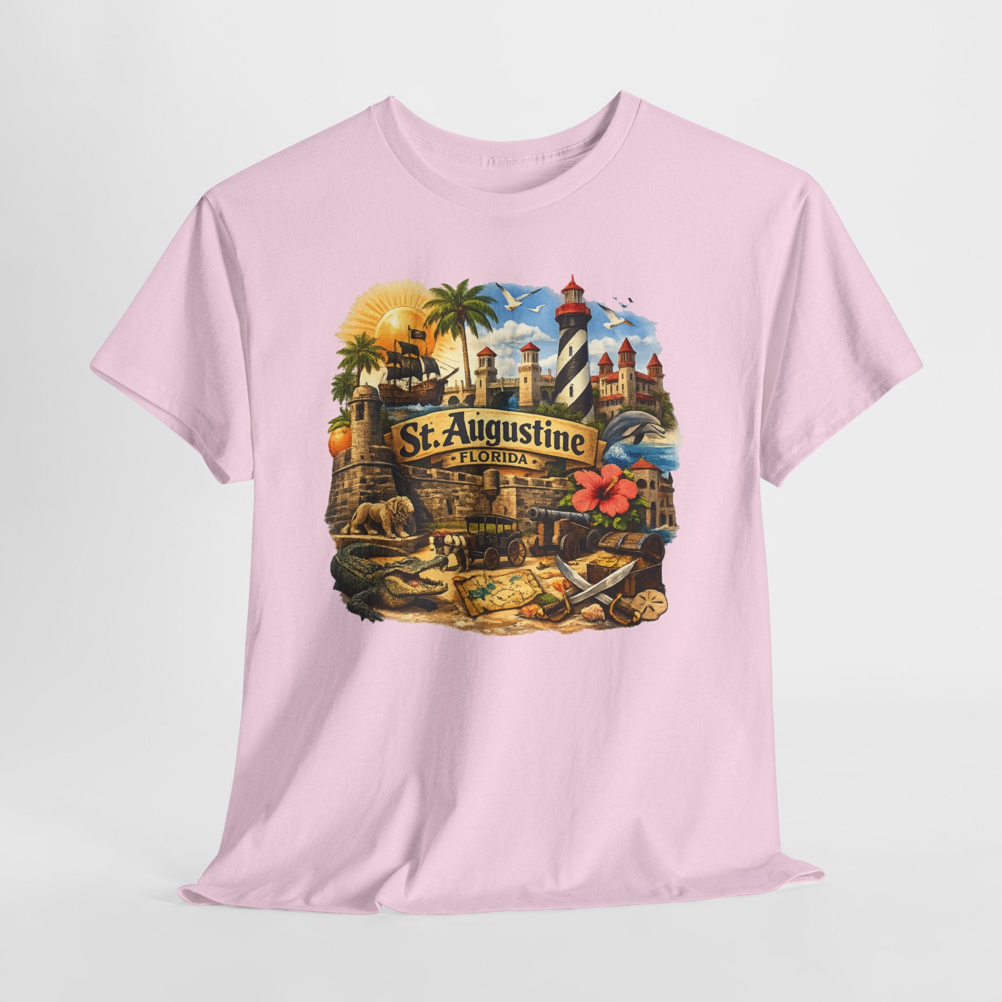 St. Augustine Florida Vintage Travel Tee — Retro Beach & Lighthouse Souvenir T-Shirt