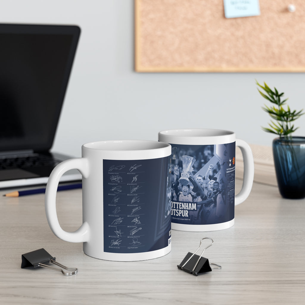 2025 UEFA Europa League Winners Programme Cover Inspired Ceramic Coffee Mug — 11oz & 15oz