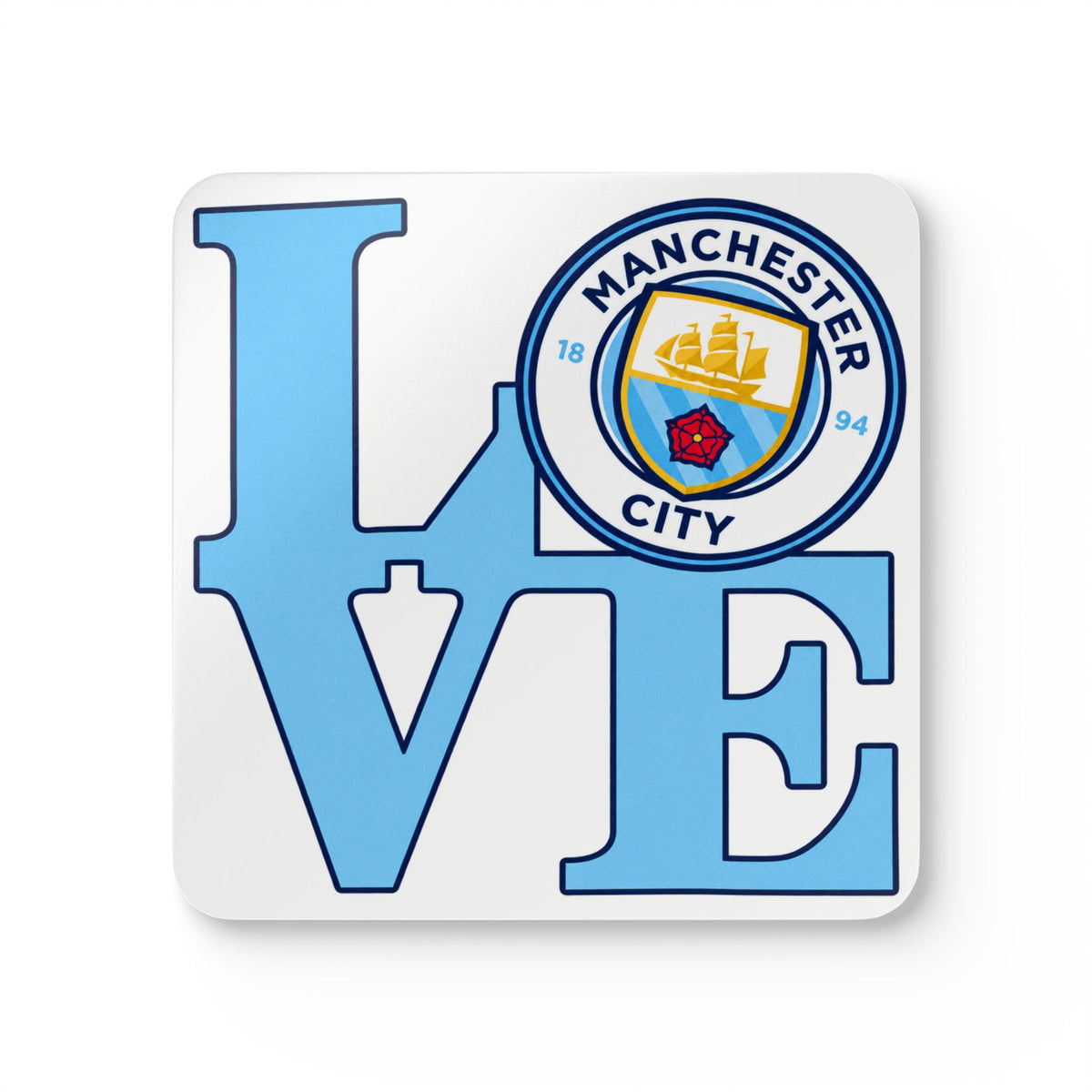 Manchester City 'LOVE' Cork Coaster Set — Football Fan Drink Coasters (4-Pack)