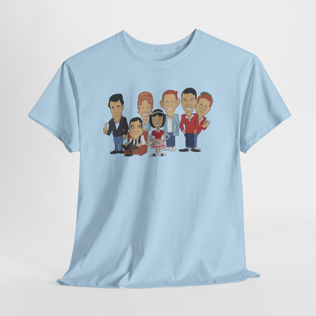 Happy Days Retro TV Cast Cartoon Tee - Vintage Sitcom Character Group Shirt