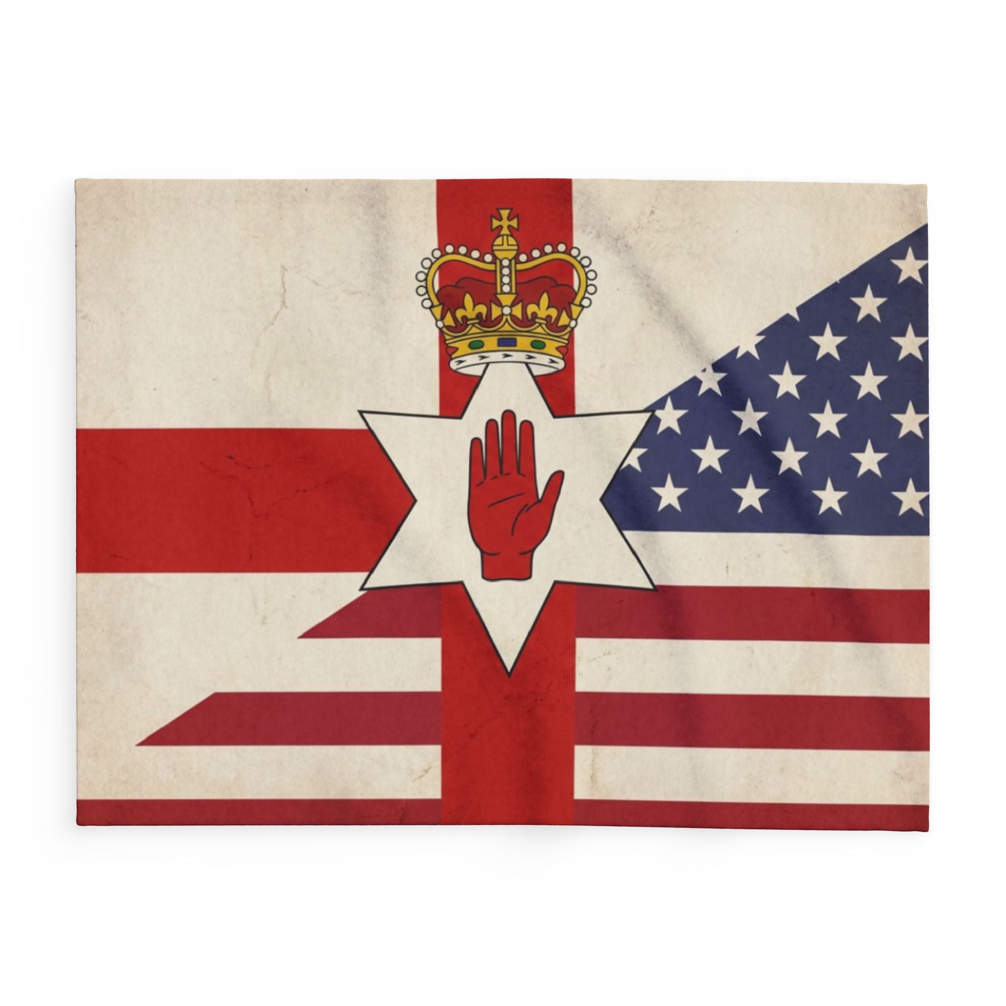 Northern Ireland & USA Flags Fleece Blanket — Vintage British/USA Ulster Flag Design