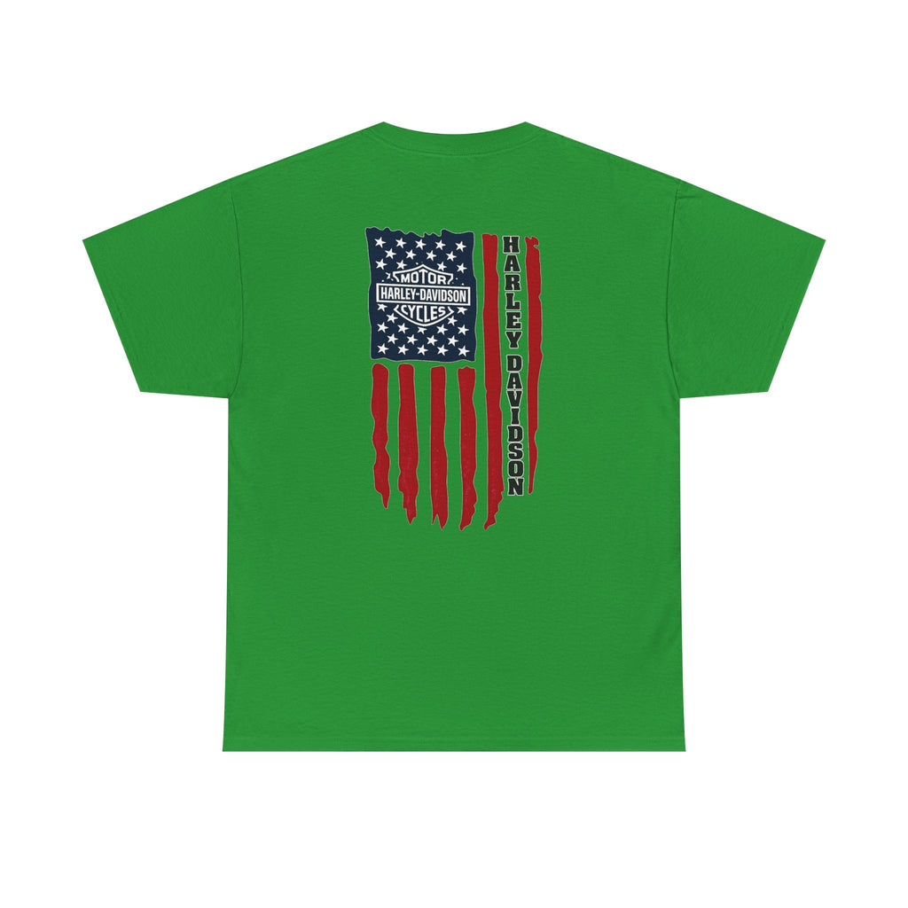 Harley-Style Flag Tee — American Motorcycle Logo T-Shirt
