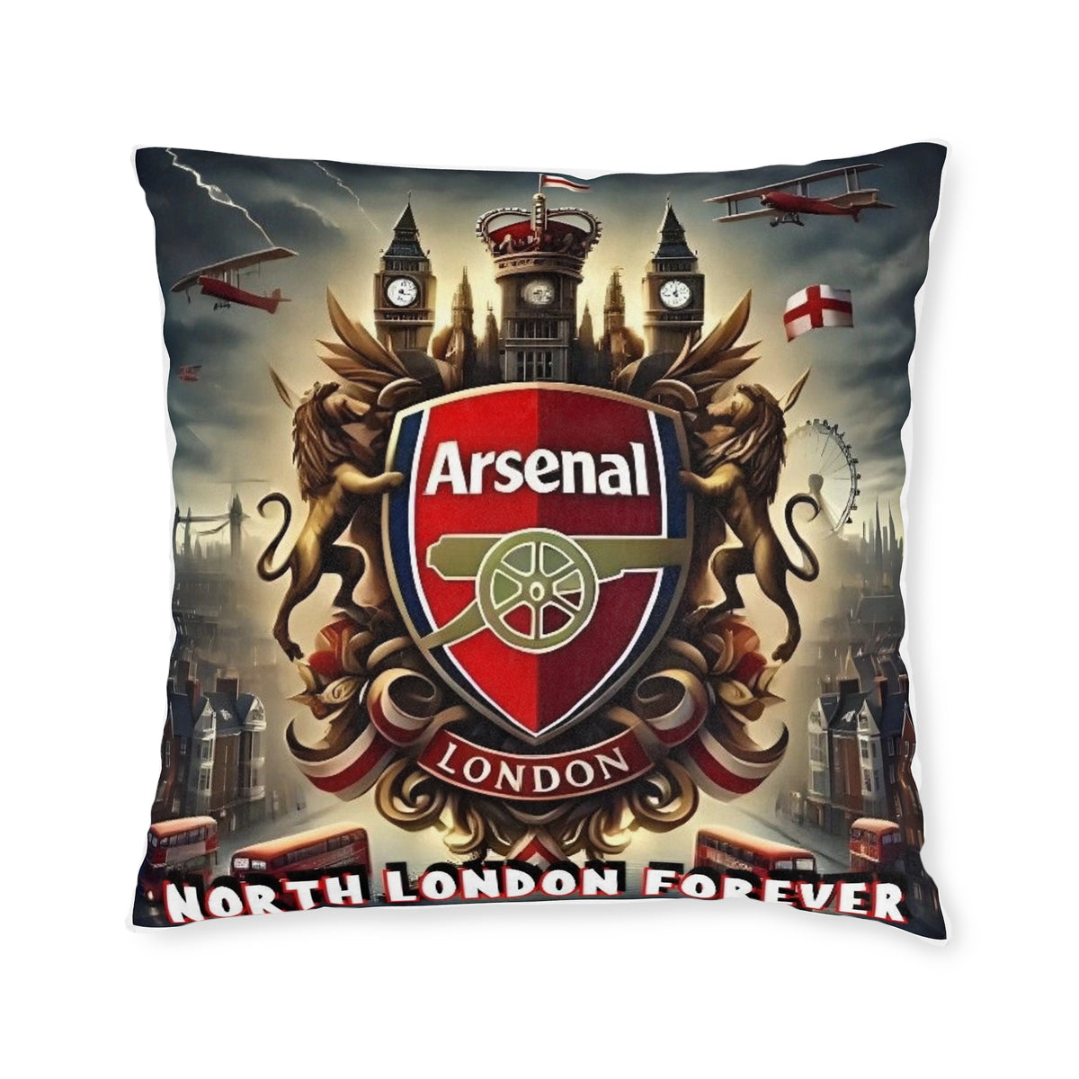 Arsenal London Crest Square Pillow — North London Forever Fan Cushion