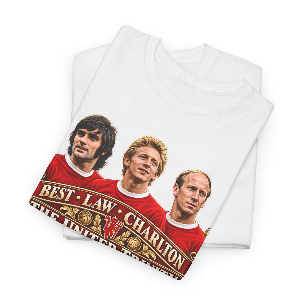 T-Shirt — 'The United Trinity: Best · Law · Charlton' Vintage Football Tribute Tee