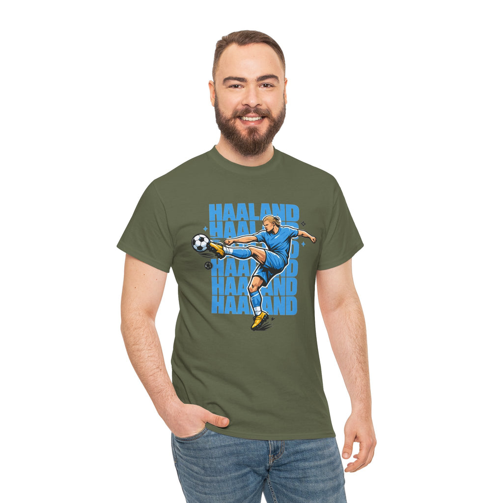 Haaland Manchester City Inspired Cotton T-Shirt — Striker Action Graphic Football Shirt