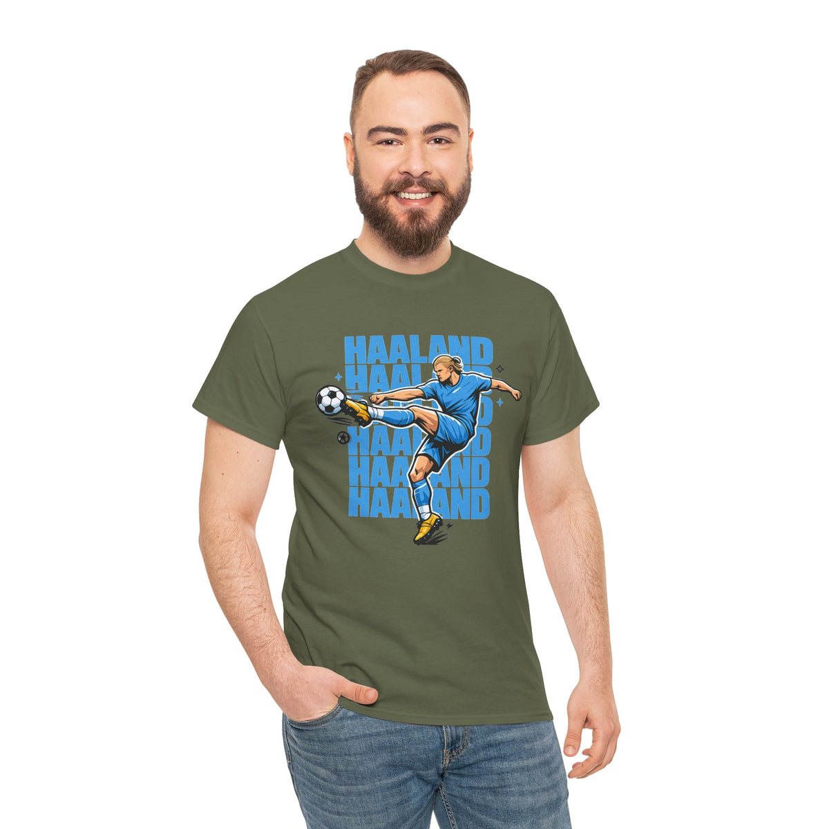 Haaland Manchester City Inspired Cotton T-Shirt — Striker Action Graphic Football Shirt