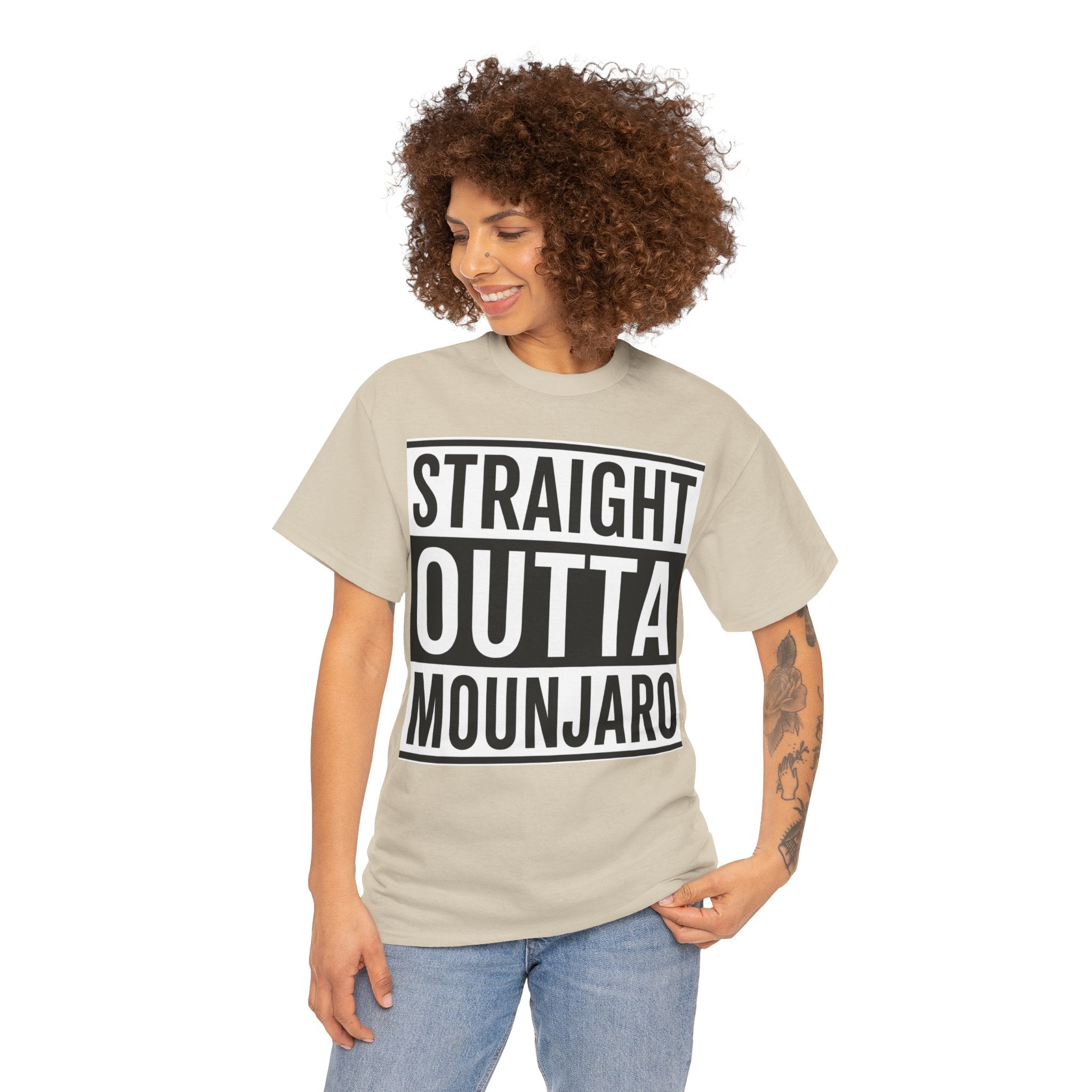 T-Shirt — "Straight Outta Mounjaro" Bold Typography Tee