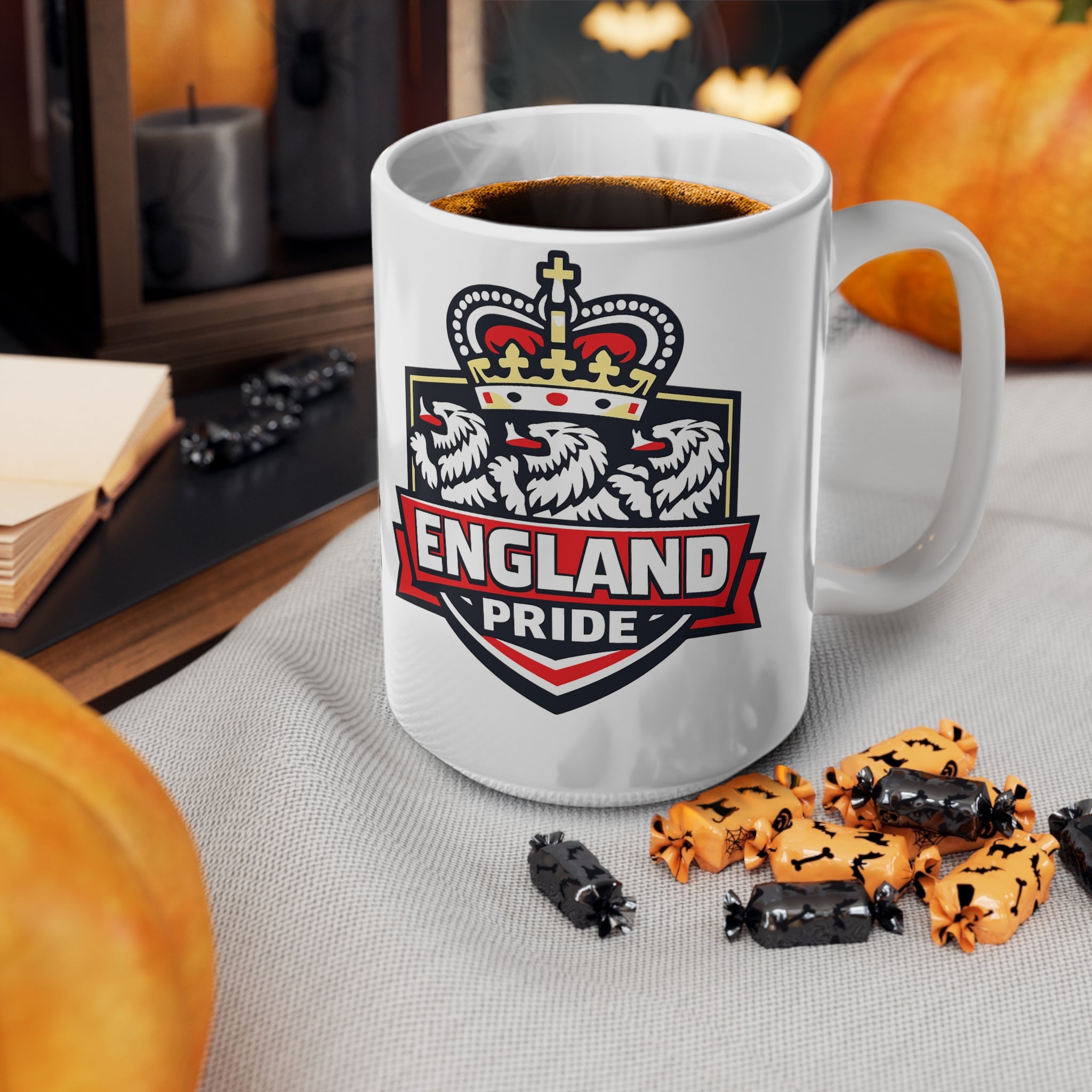 England Pride Ceramic Mug — Crowned Lion 11oz & 15oz Coffee Cup