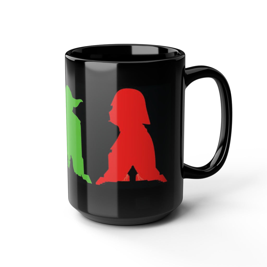 Star Wars Silhouette Mug — Yoda, Vader & Luke Color Portrait Coffee Cup (11oz/15oz)