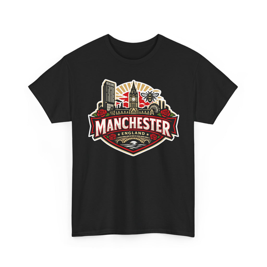 Manchester England Skyline T-Shirt — Vintage City Crest Tee