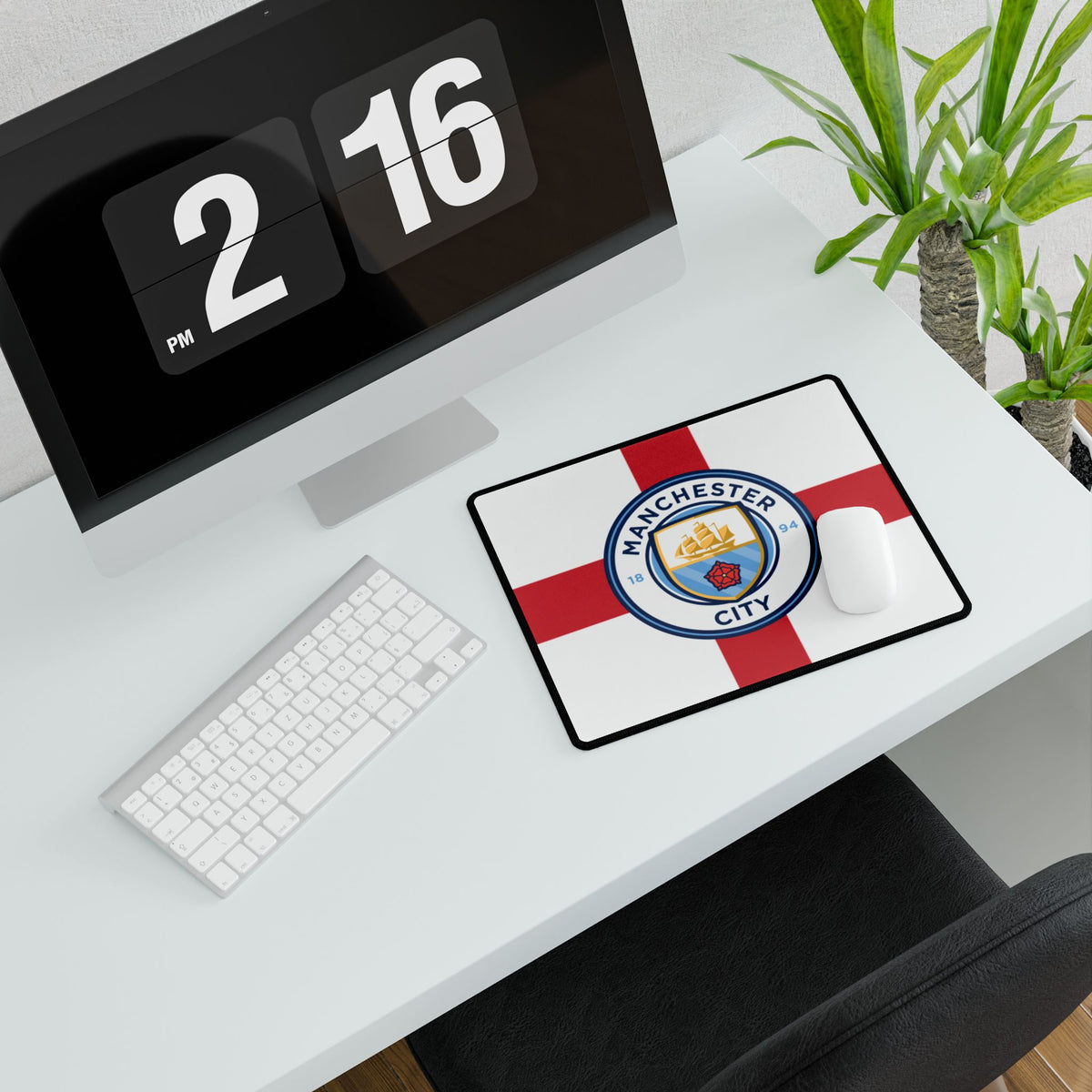 Manchester City St George Flag Desk Mat — Large Football Club Gaming Mouse Pad