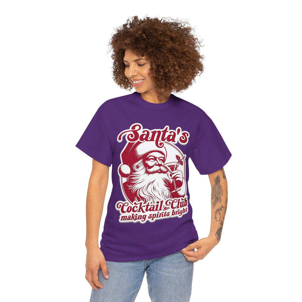 Santa’s Cocktail Club Tee — "Making Spirits Bright" Christmas Shirt