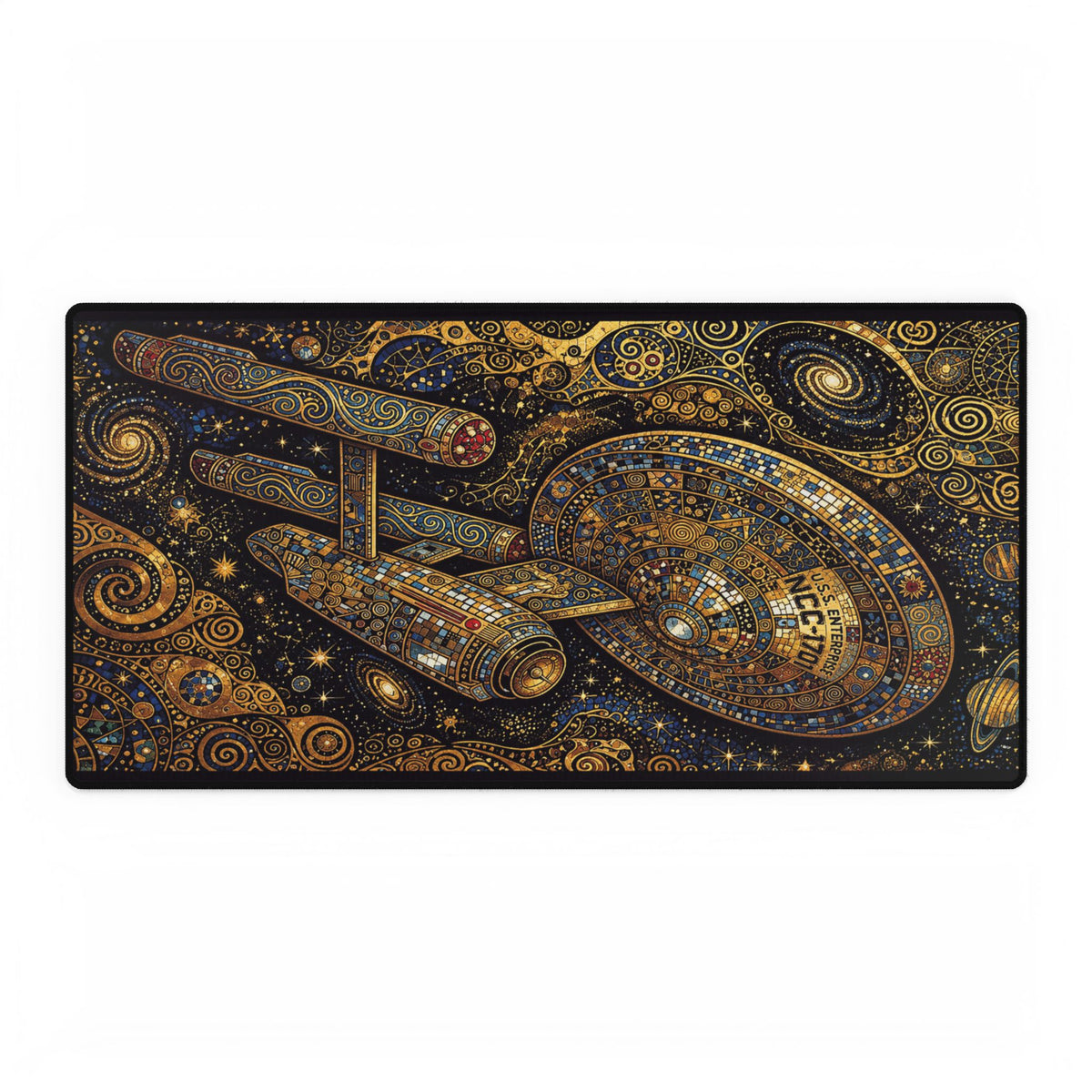 Starship Mosaic Desk Mat — Cosmic Star Trek-Inspired Gaming/Work Surface