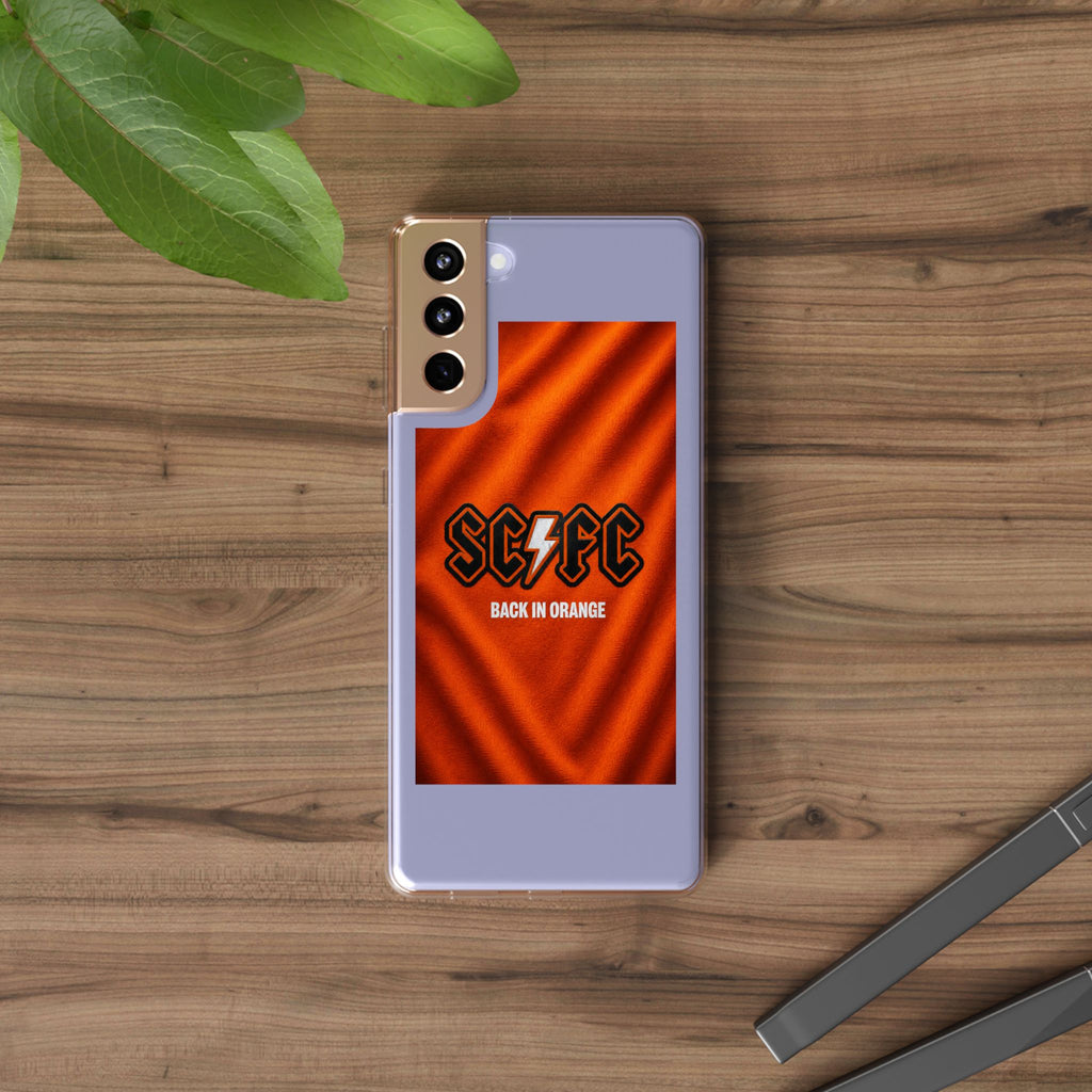 Salford CIty Inspired Phone Case — 'SCFC Back in Orange' Clear Protective Cover
