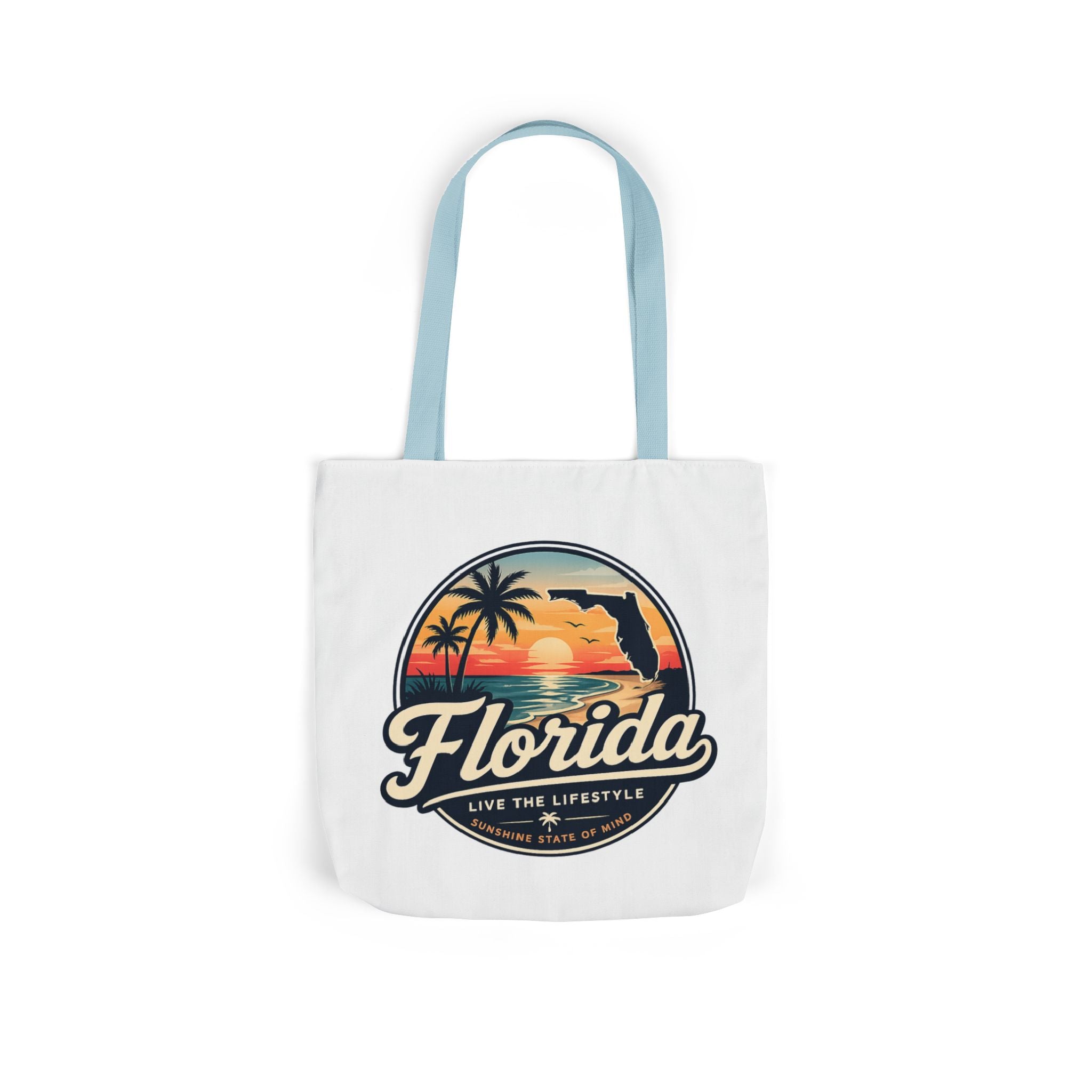 Florida Sunset Canvas Tote Bag — Retro Palm Beach Design
