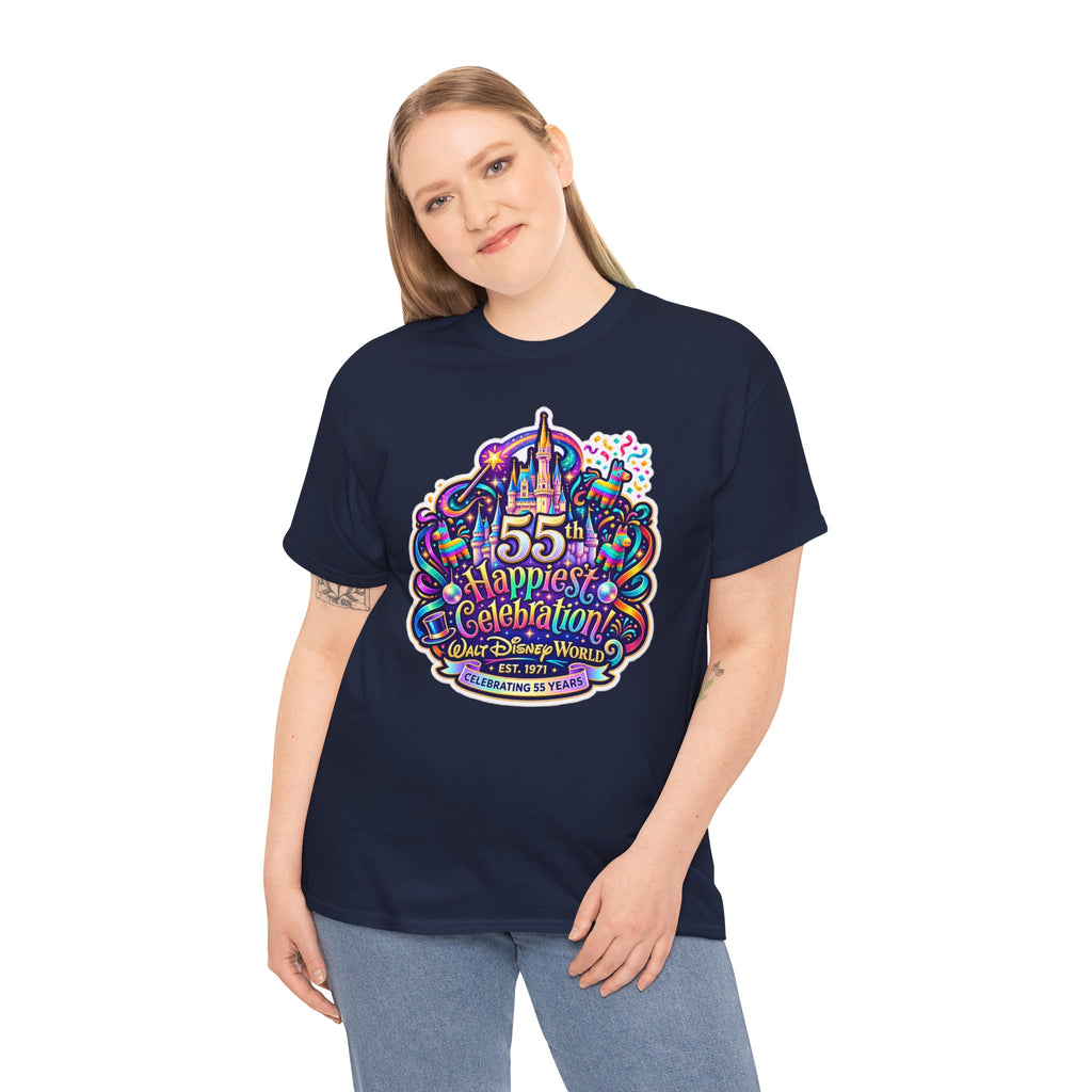 T-Shirt — "55th Happiest Celebration" Colorful Anniversary Castle Graphic Tee