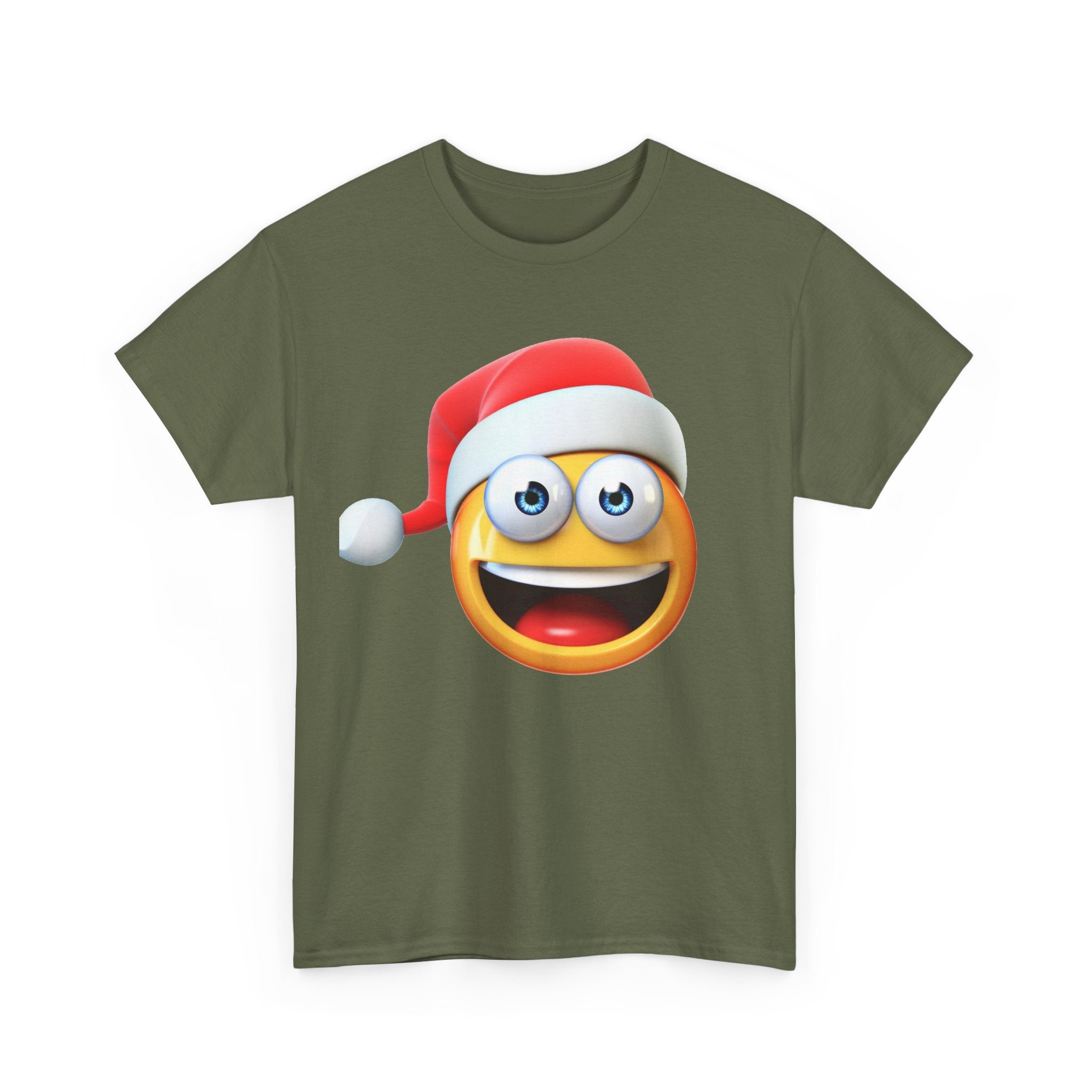 Christmas Emoji T-Shirt — Santa Hat Smiley Holiday Tee