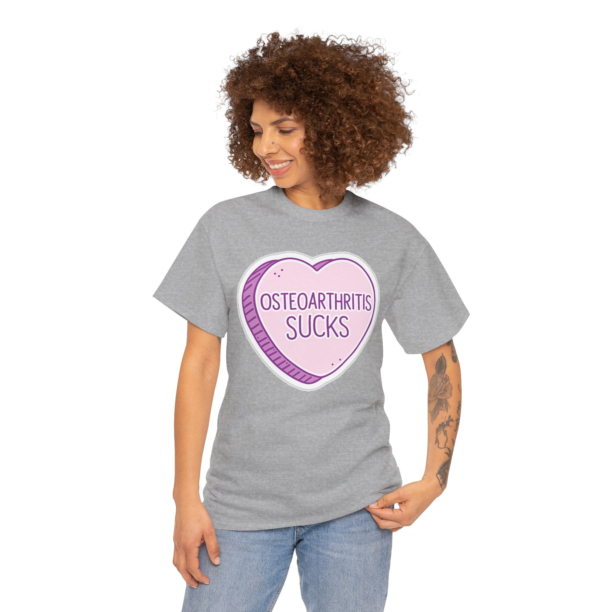 Osteoarthritis Sucks T-Shirt — Pink Heart Awareness Tee