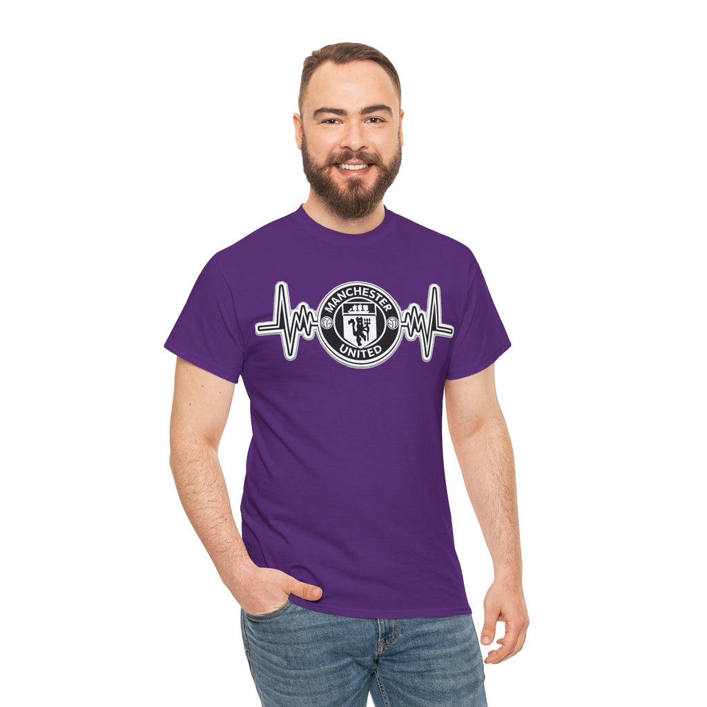 Manchester United Inspired Heartbeat T‑Shirt — Football Fan Pulse Tee