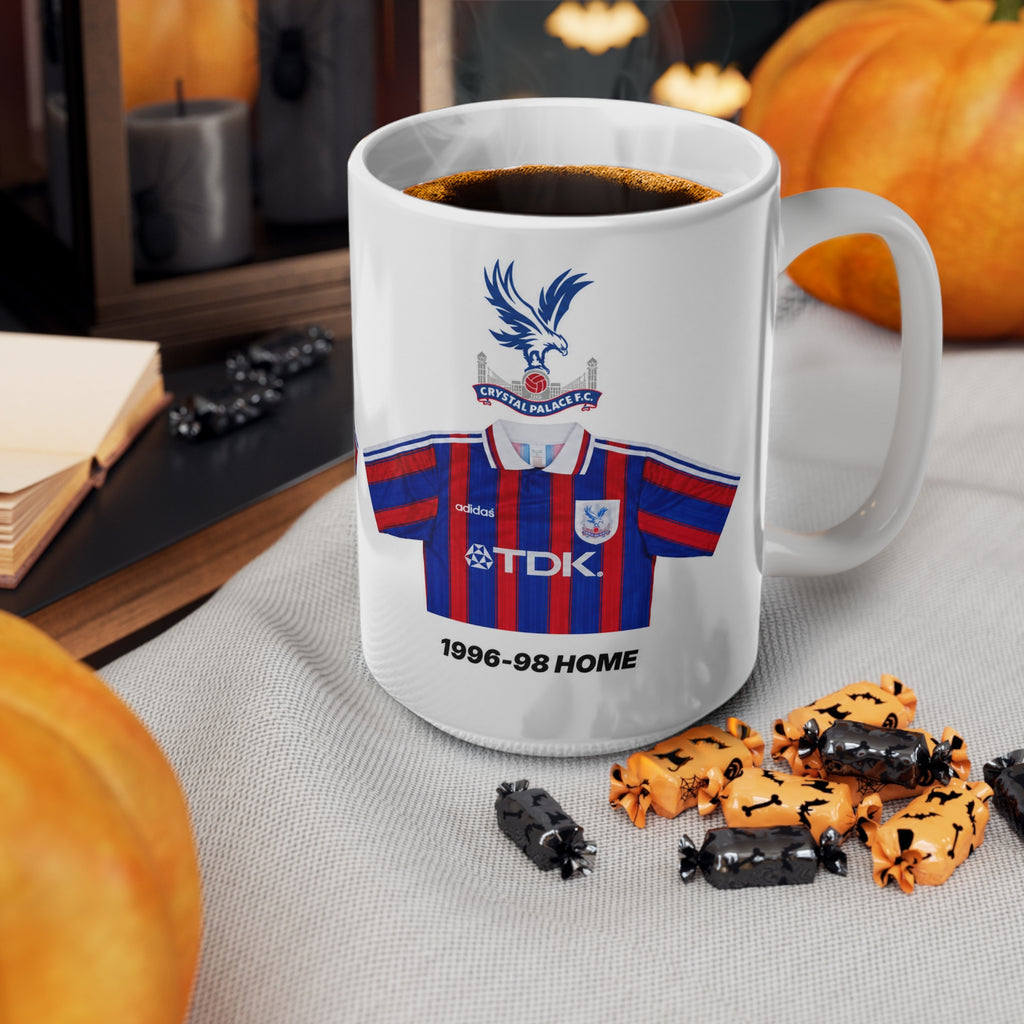 Crystal Palace Retro Football Shirt Mug — 1996-98 Home Jersey Ceramic Coffee Cup (11oz/15oz)