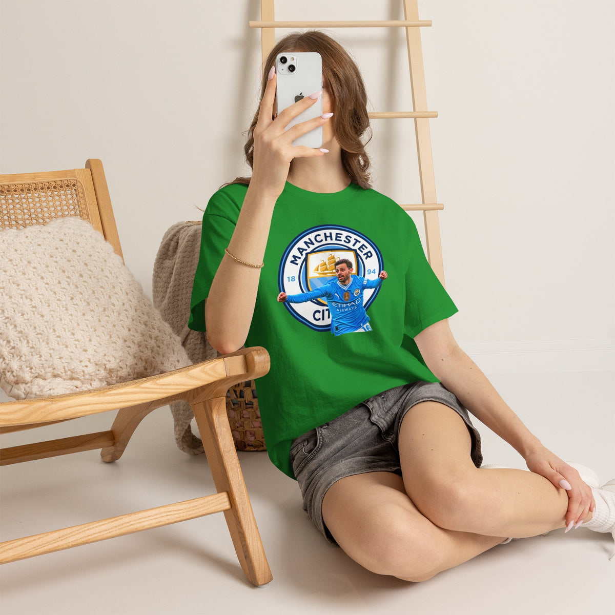 Bernardo SIlva Manchester City legend Cotton T‑Shirt — Blue Crest Football Tee