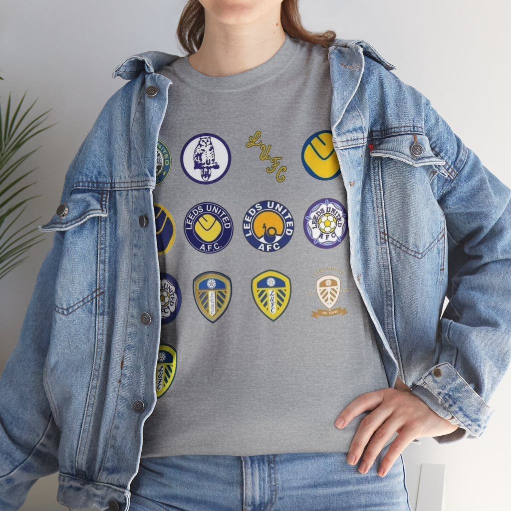 Leeds United Retro Crest Cotton T-Shirt — Vintage Football Club Emblem Tee
