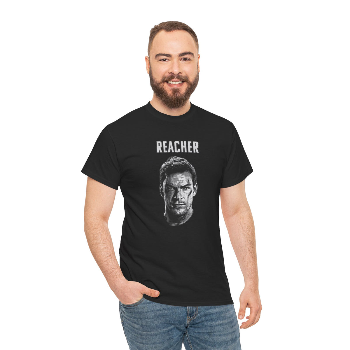 Reacher Graphic Tee — Gritty Portrait T-Shirt for Fans