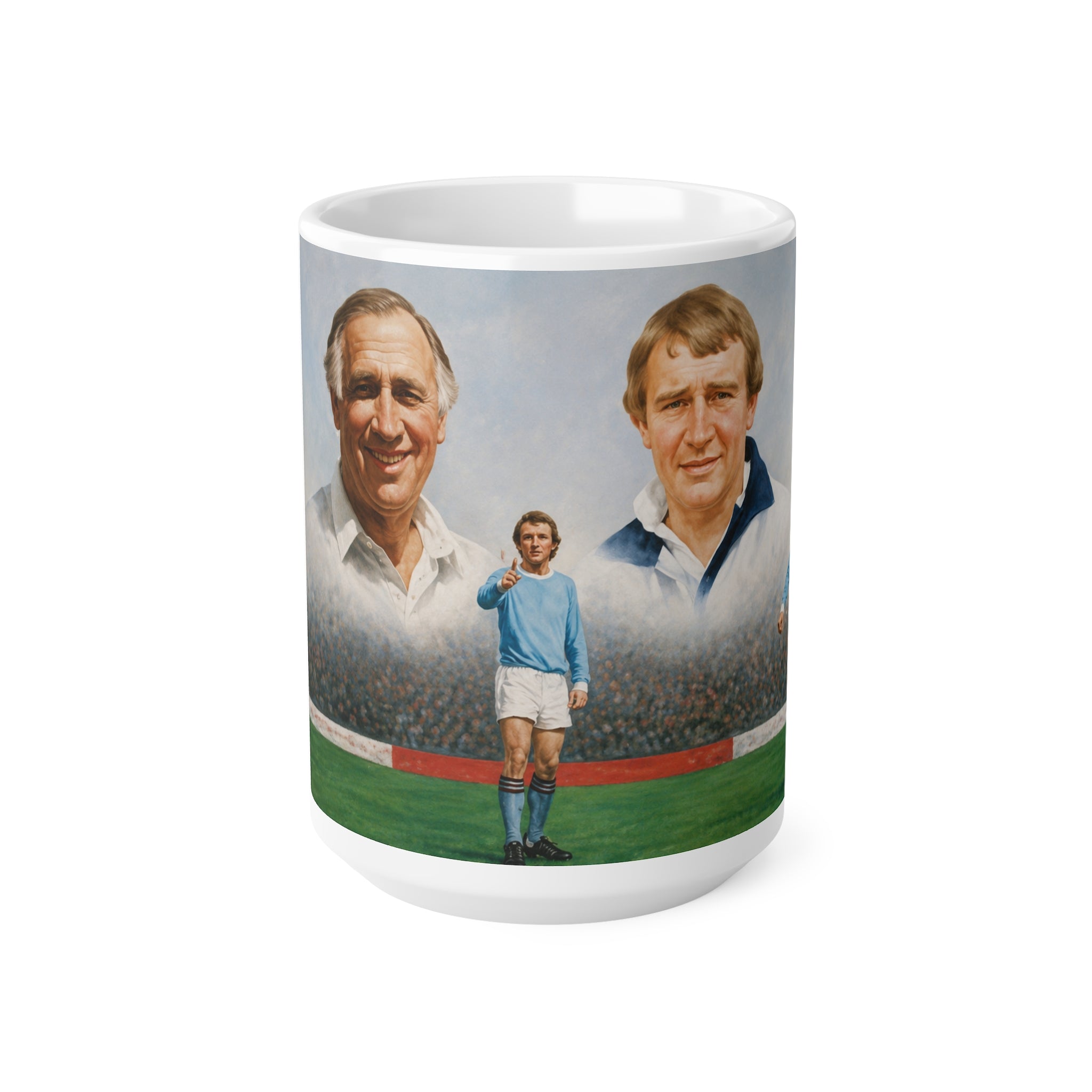 Mercer, Allison, Bell, Lee and Summerbee Manchester City Soccer Legends Ceramic Mug — Vintage Football Players 11oz/15oz