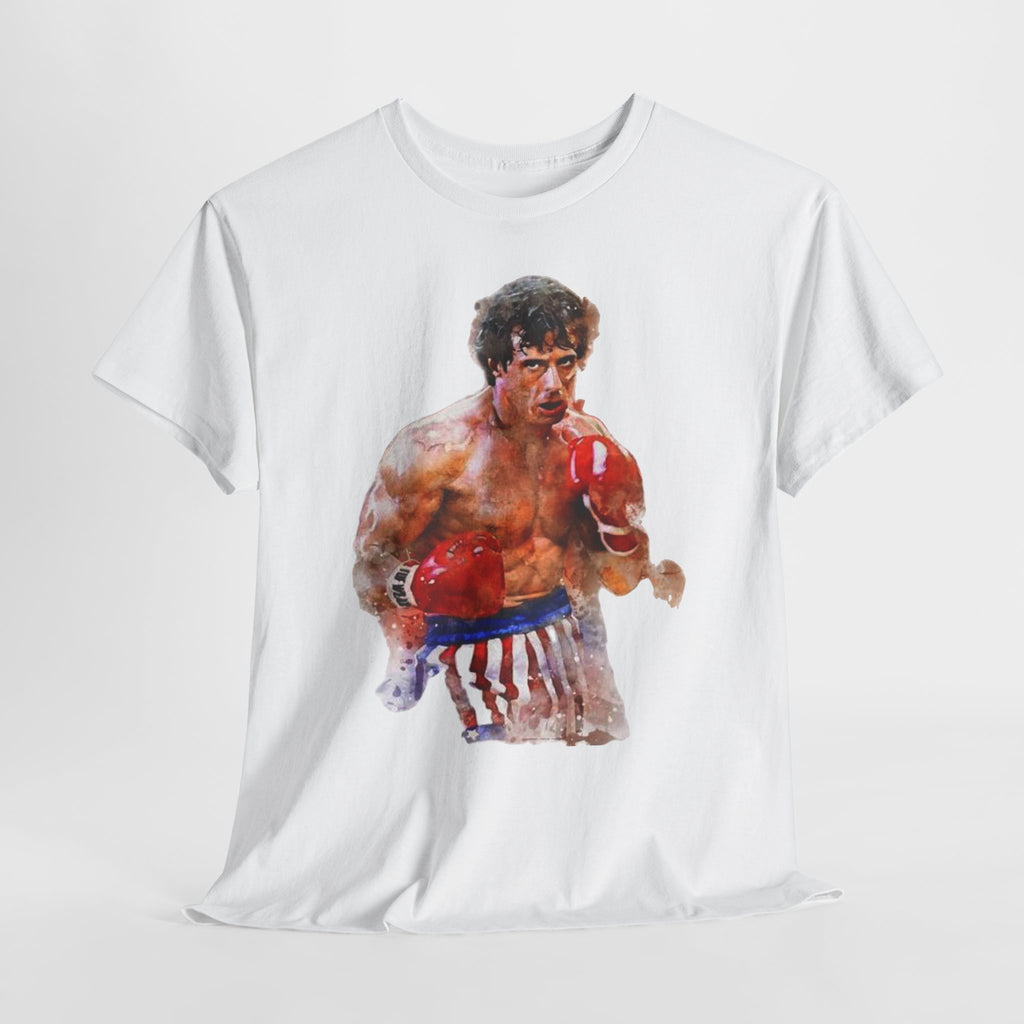 Boxer Rocky Painting T‑Shirt — Vintage American Flag Boxing Tee