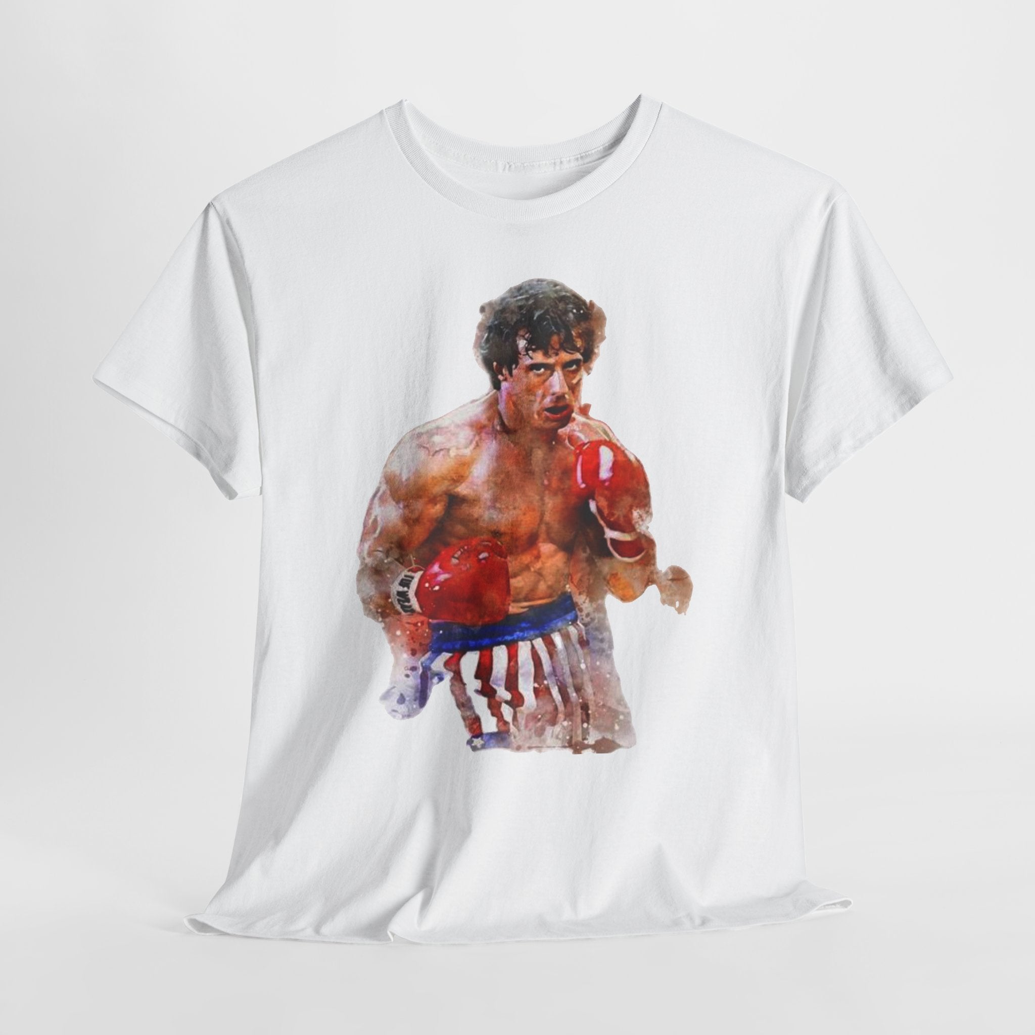 Boxer Rocky Painting T‑Shirt — Vintage American Flag Boxing Tee