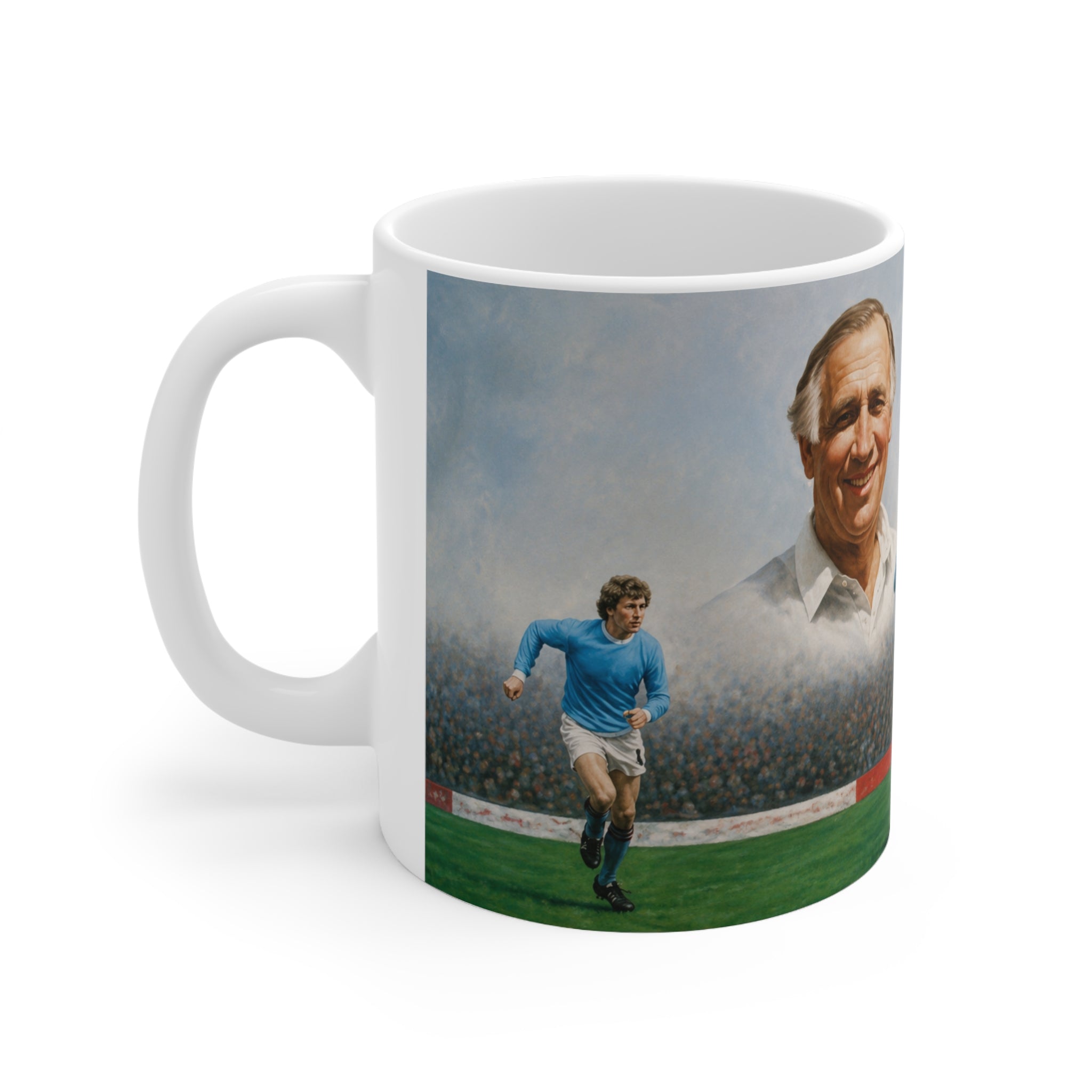 Mercer, Allison, Bell, Lee and Summerbee Manchester City Soccer Legends Ceramic Mug — Vintage Football Players 11oz/15oz