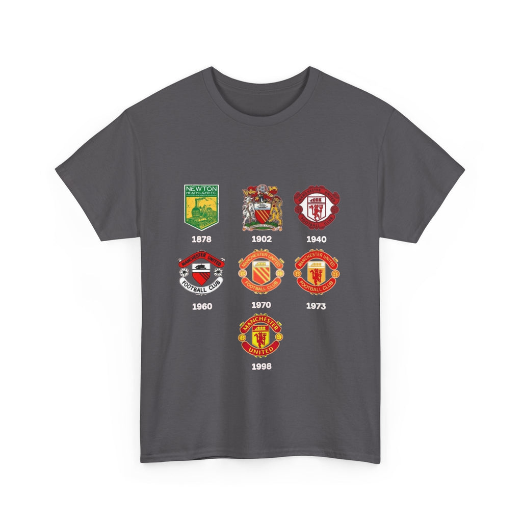 Manchester United Crest Evolution T-Shirt — Vintage Club Logo Timeline Tee