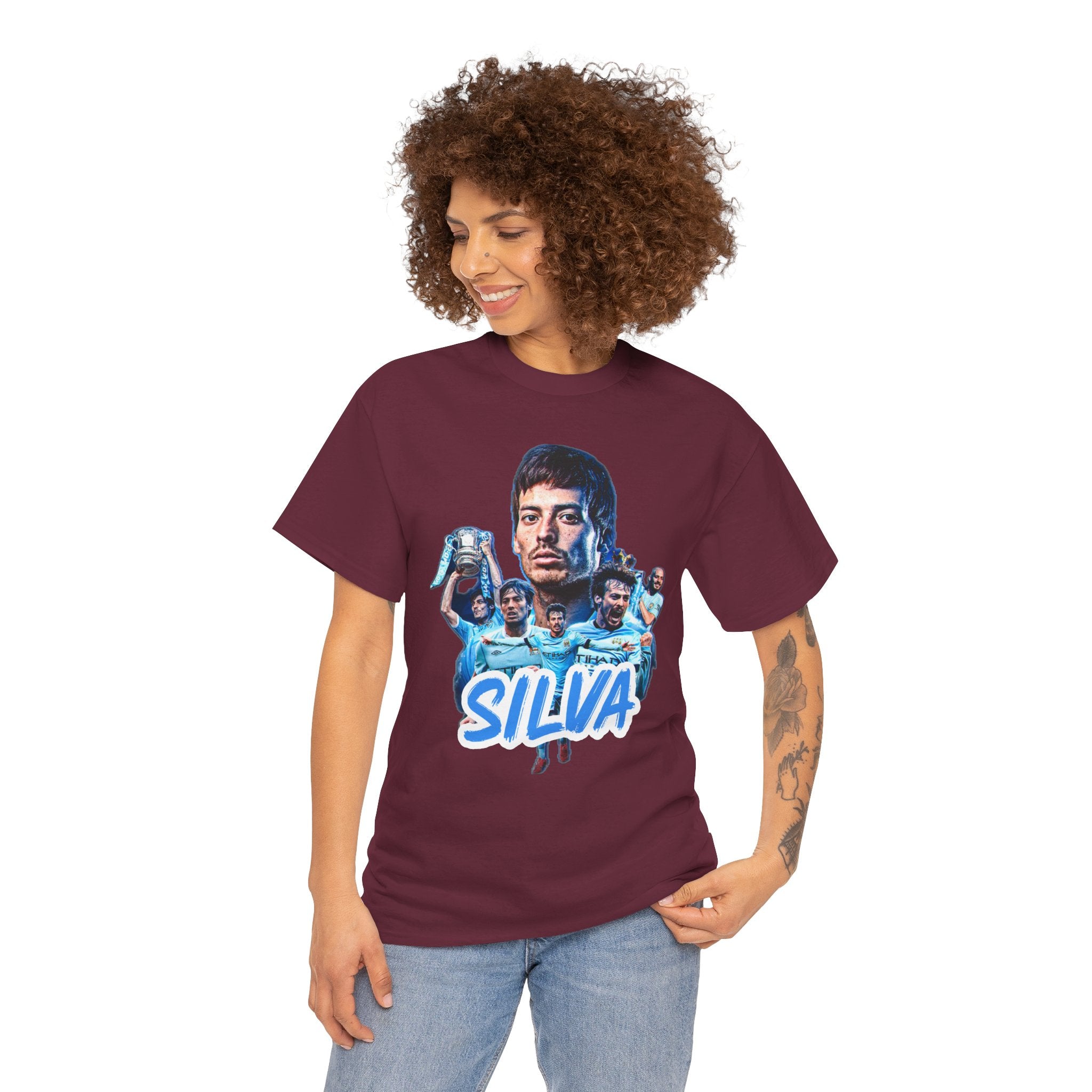David Silva Manchester City Soccer Tee — Classic Player Portrait Football Shirt