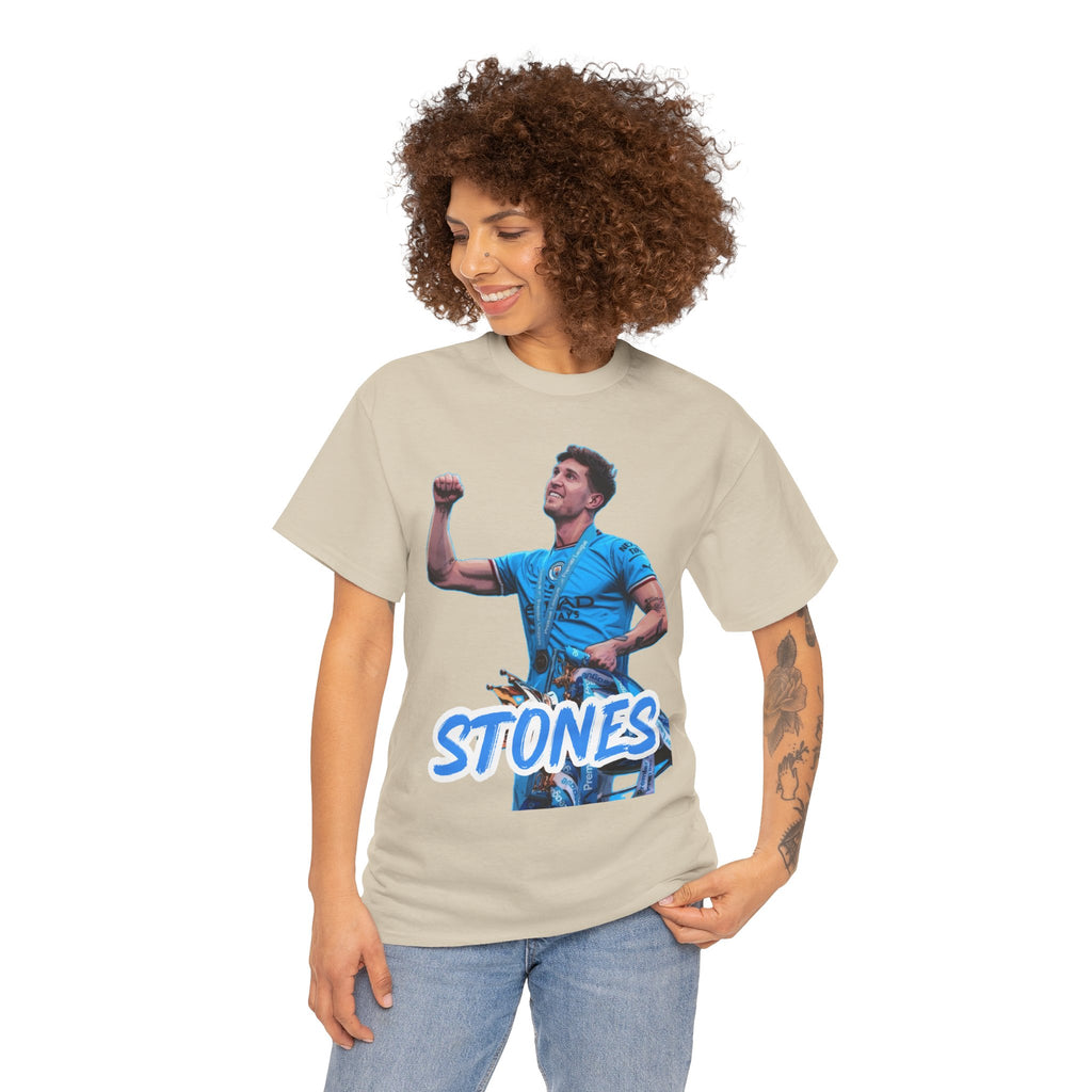 John Stones Manchester City Soccer Fan Tee — Blue Player Graphic T-Shirt