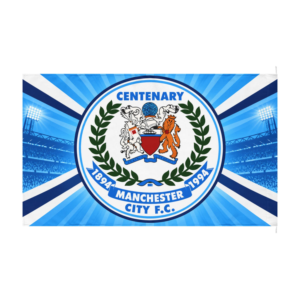 Centenary Football Club Double-Sided Flag – Blue Stadium Crest Design