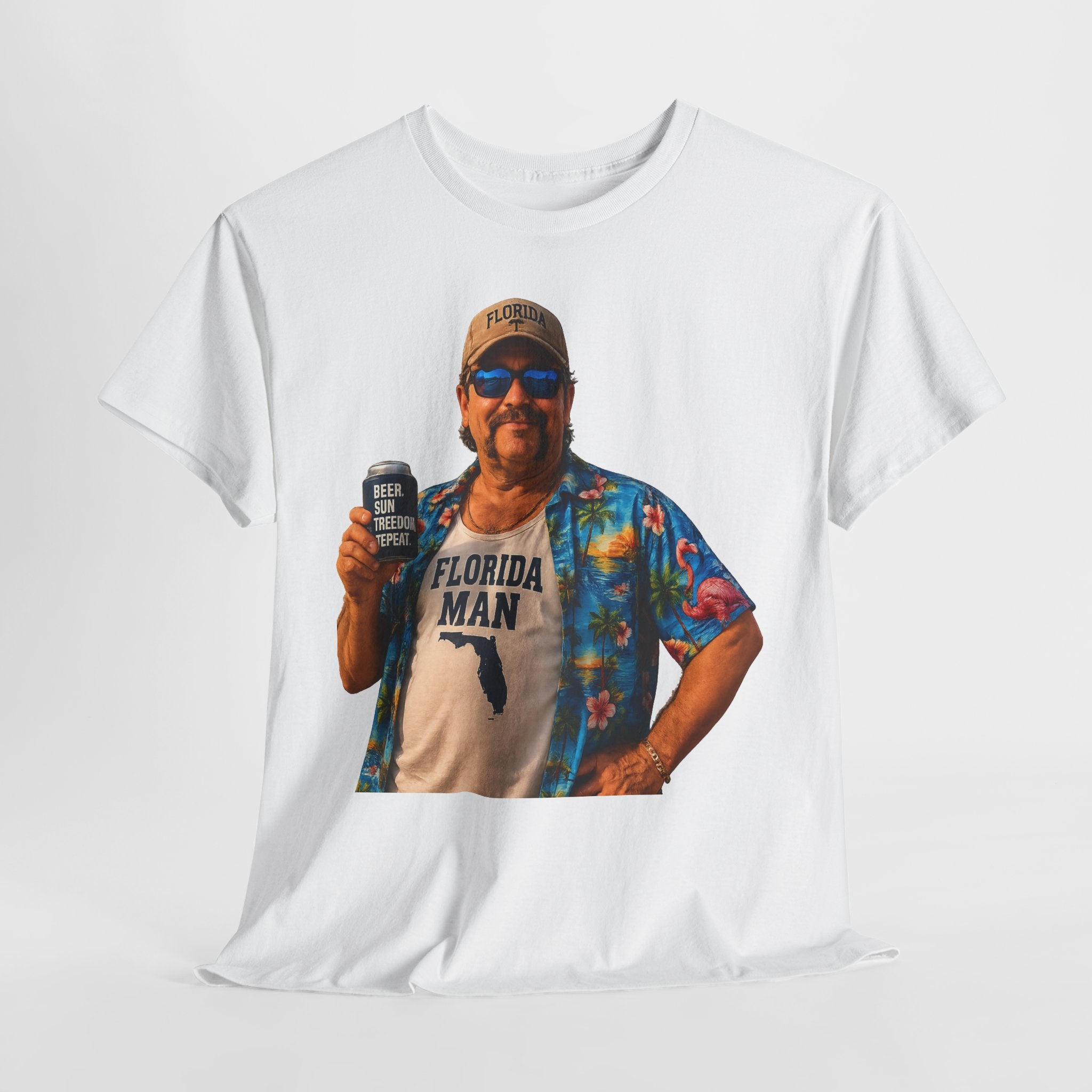 Florida Man Graphic Tee — Funny Vacation Shirt with Hawaiian Shirt Design