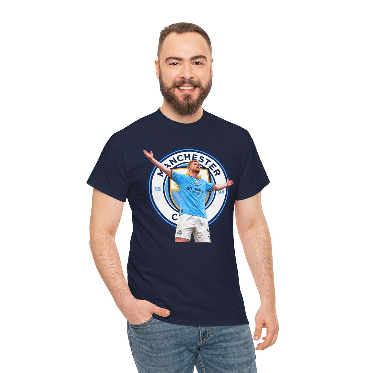 Kevin De Bruyne Manchester Football Club Legend Cotton T-Shirt — Player Celebration Graphic T-Shirt