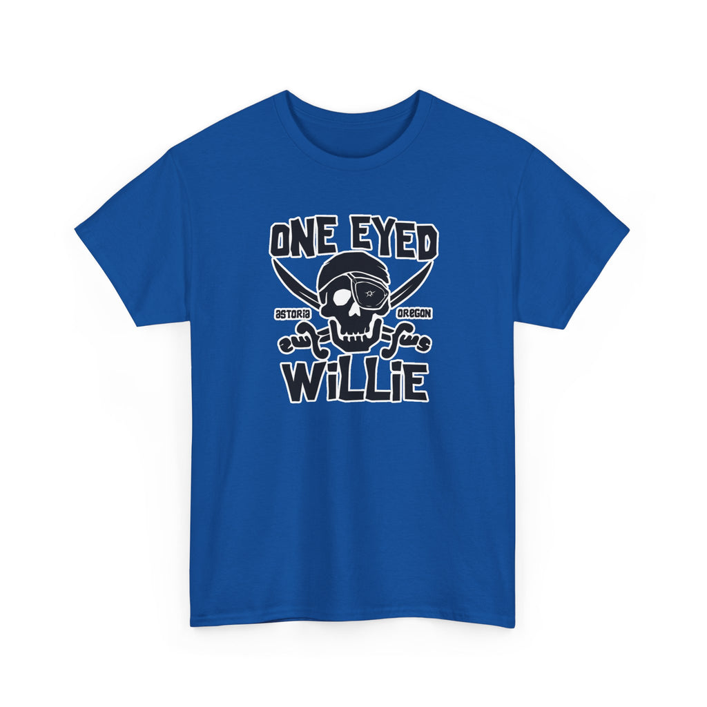 One Eyed Willie Pirate Skull Tee — Retro Nautical Adventure Graphic Shirt