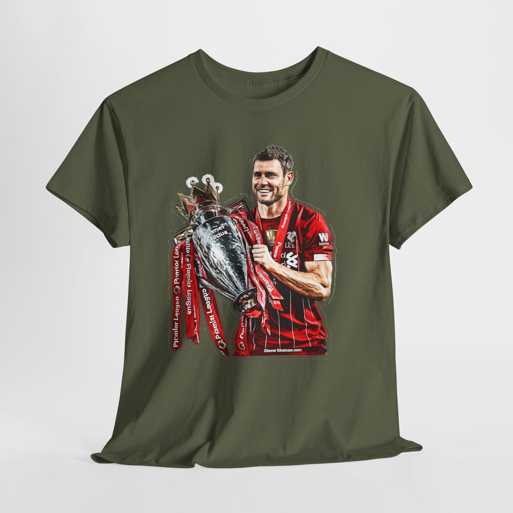 James Milner Liverpool Premier League Champion Trophy T-Shirt — Player Holding Premier Trophy