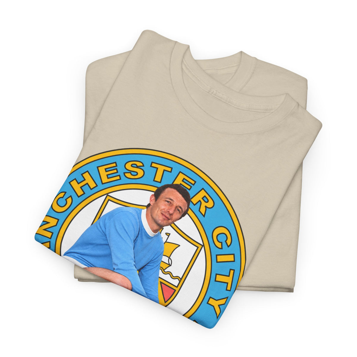 Mike Summerbee Manchester City Vintage Soccer Tee — Retro Player Crest Graphic