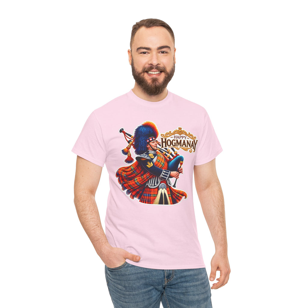 Hogmanay Bagpiper T‑Shirt — Happy Hogmanay Scottish New Year Tee