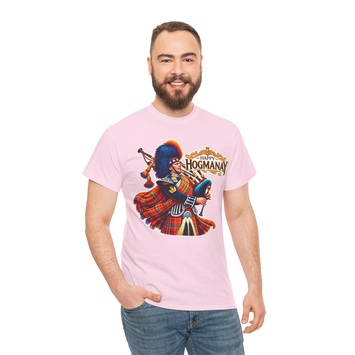 Hogmanay Bagpiper T‑Shirt — Happy Hogmanay Scottish New Year Tee