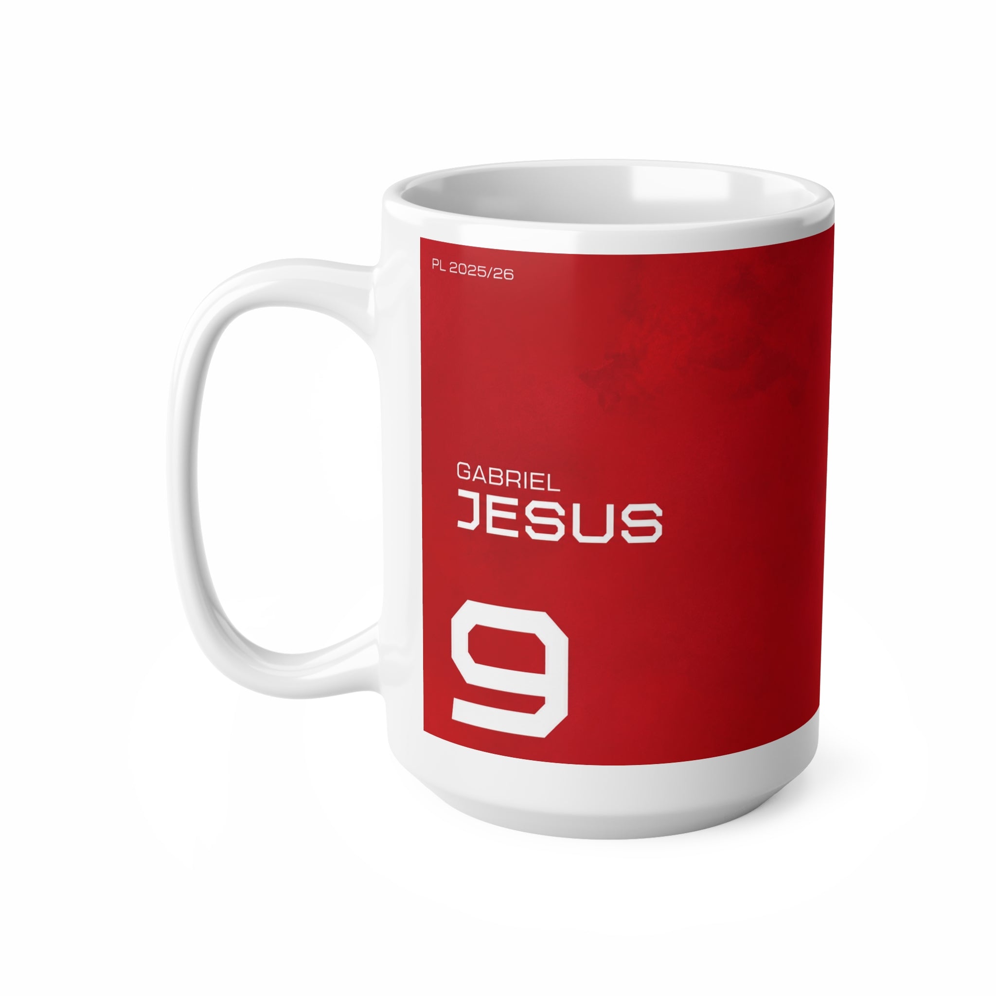 Gabriel Jesus Arsenal Soccer Player #9 Red Ceramic Coffee Mug — Gabriel Jesus Tribute, 11oz & 15oz