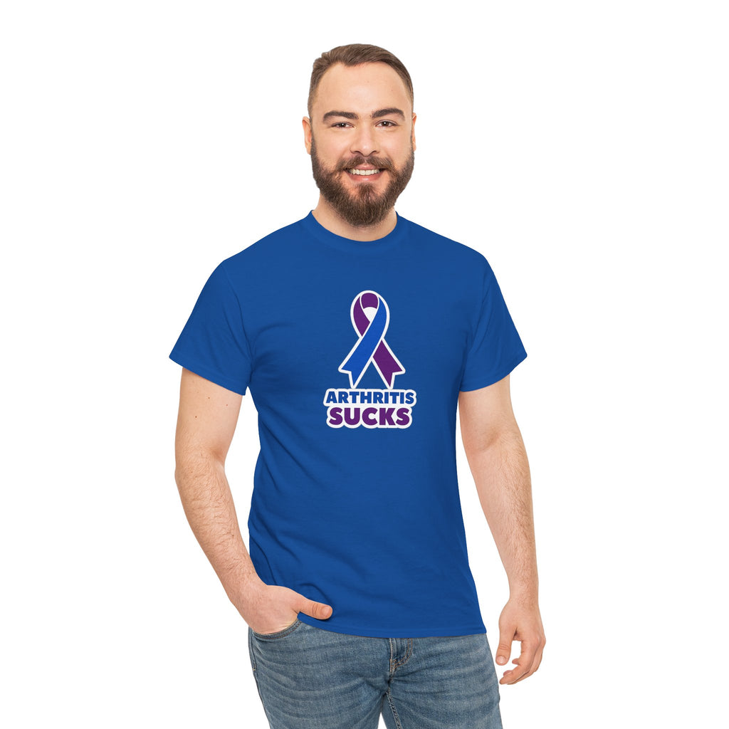 Arthritis Sucks Awareness T-Shirt — Purple & Blue Ribbon Support Tee
