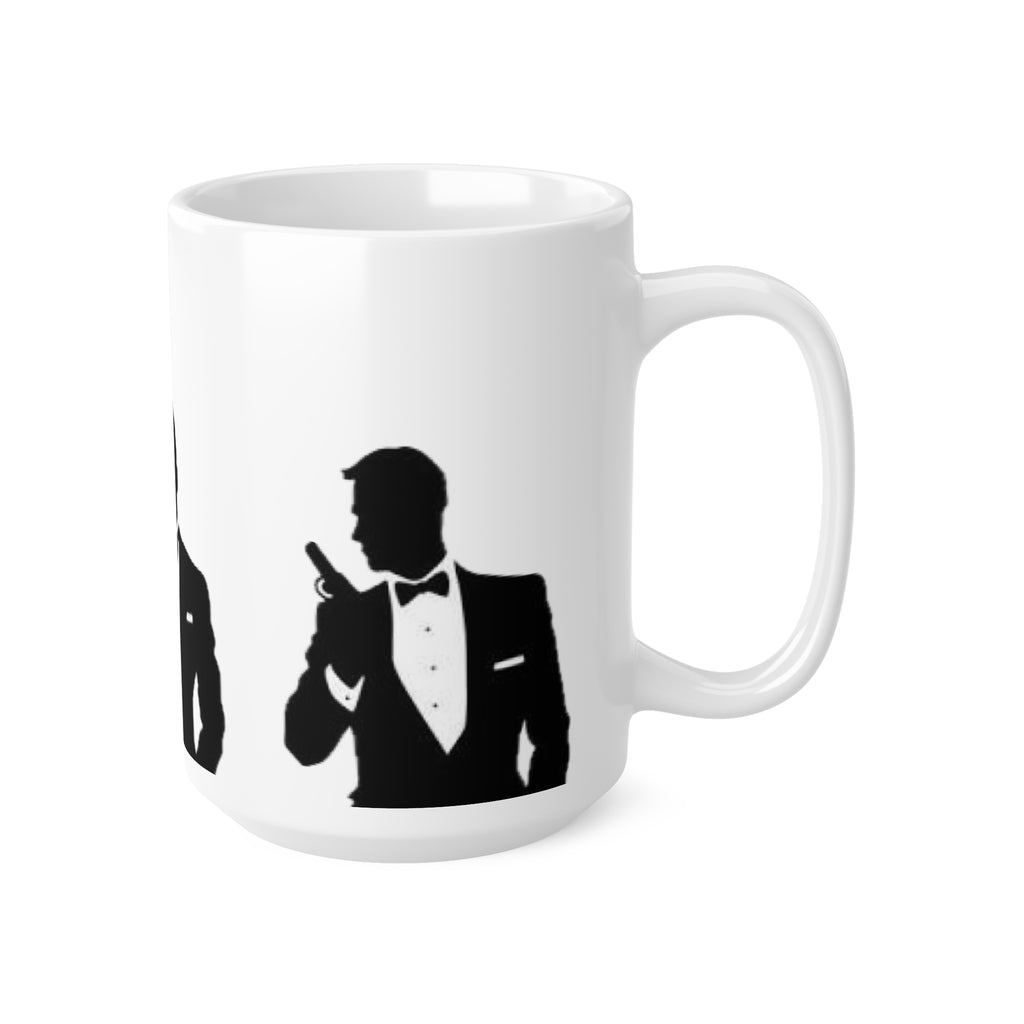 Spy Silhouette Ceramic Coffee Mug – James Bond Martini & Gun Design (11oz, 15oz)