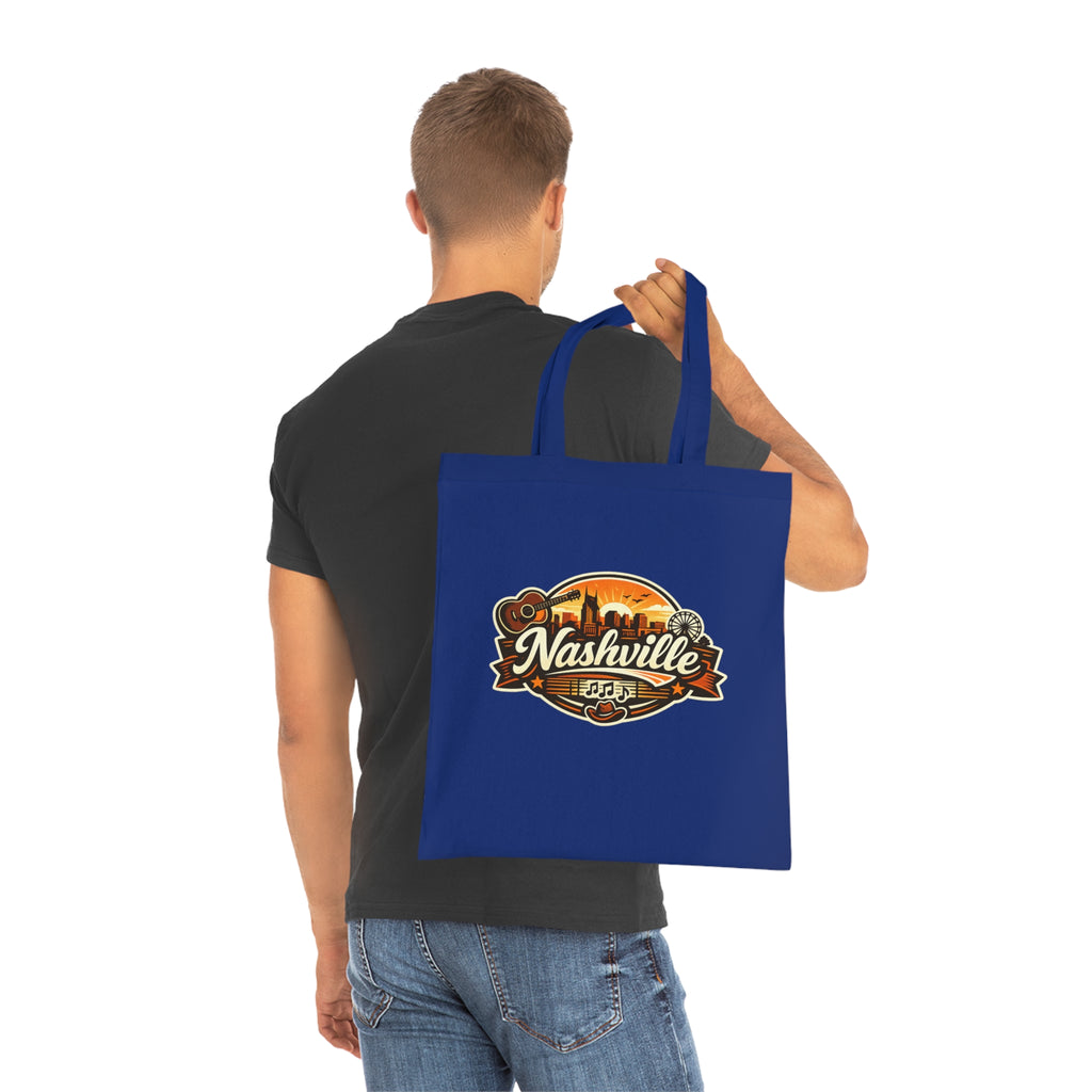 Nashville Retro Badge Tote Bag — Music City Souvenir Cotton Tote