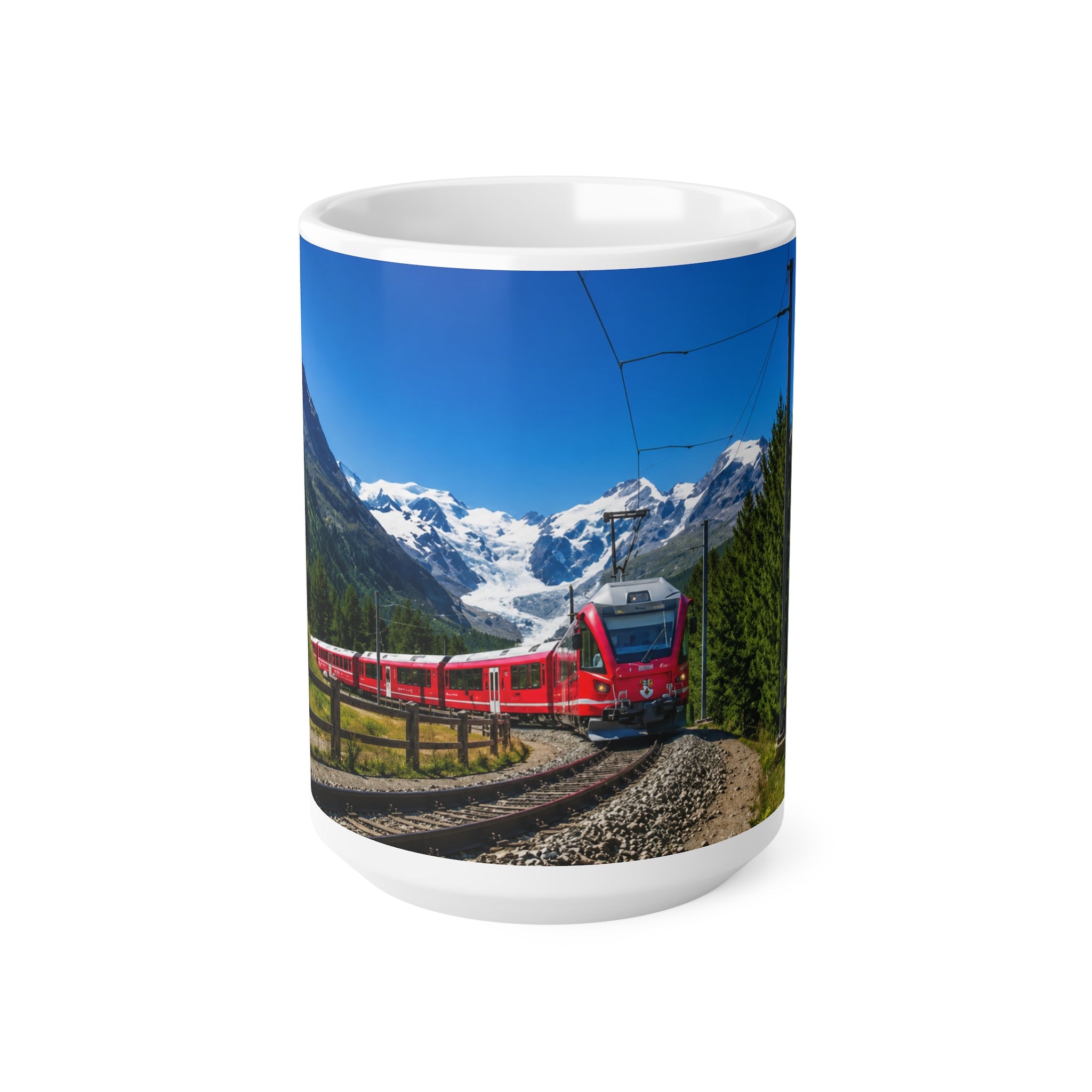 Mountain Train Scenic Coffee Mug – Red Alpine Railway 11oz/15oz