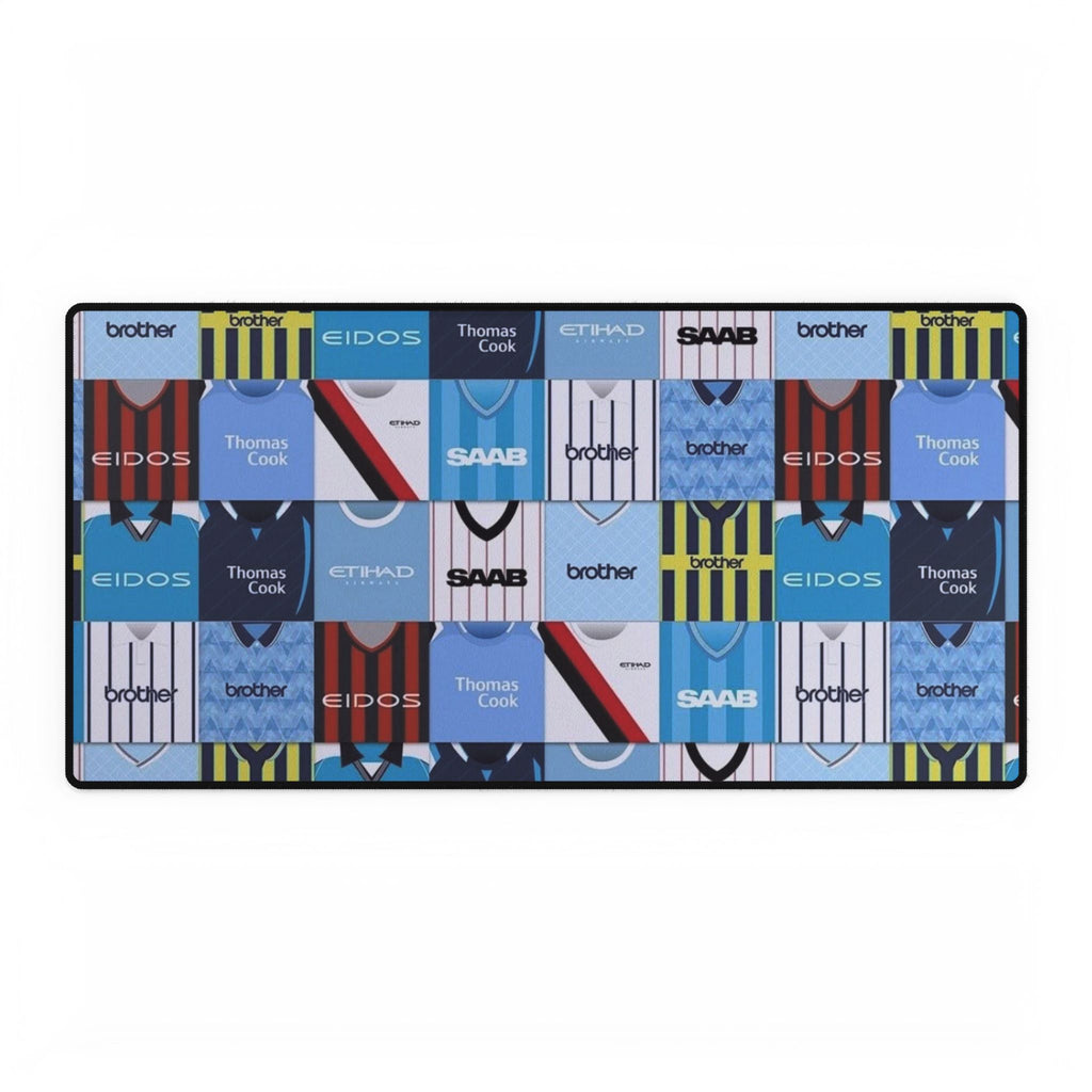 Manchester City Football Kit Patchwork Desk Mat — Retro Soccer Jersey Gaming Mousepad